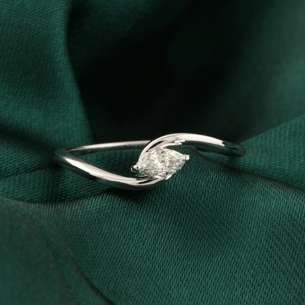 Minimal Marquise Cut Natural Diamond Engagement Ring