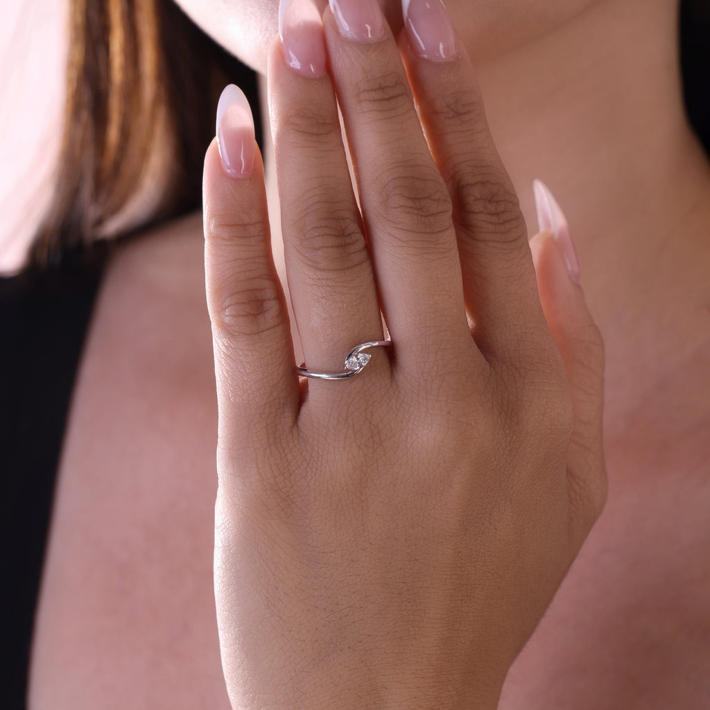 Minimal Marquise Cut Natural Diamond Engagement Ring