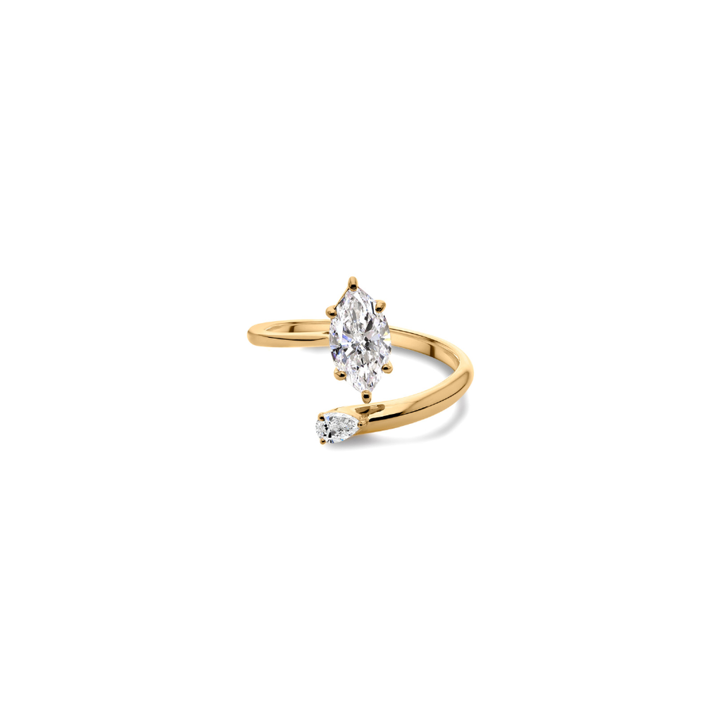 Timeless Marquise Pear Cut Natural Diamond Fine Gold Ring