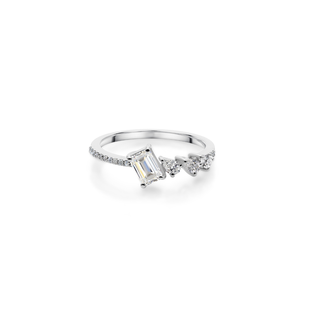 Mixed Cut Natural Diamond Certified Fine Gold Ring