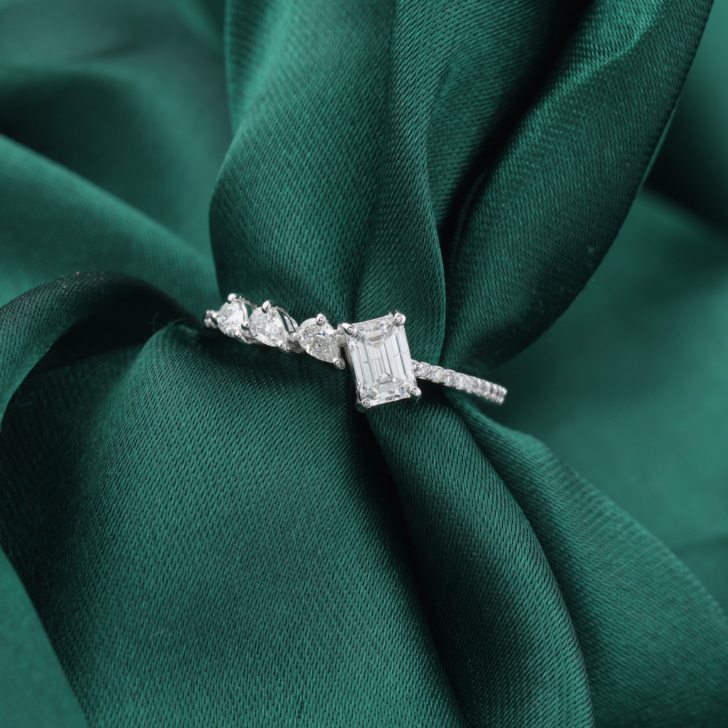 Mixed Cut Natural Diamond Certified Fine Gold Ring