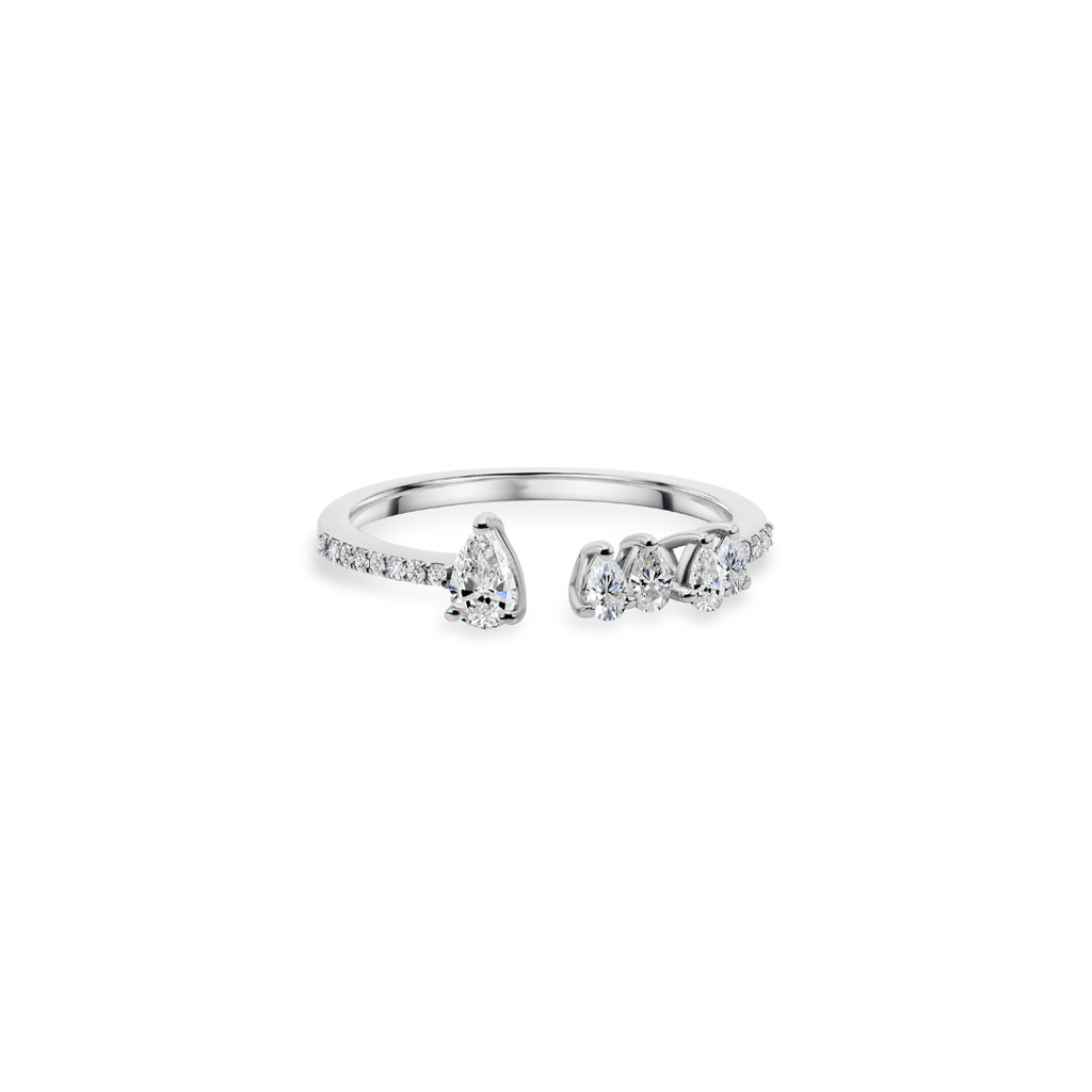 Minimalist Natural Diamond Open Cuff Ring in Fine Gold