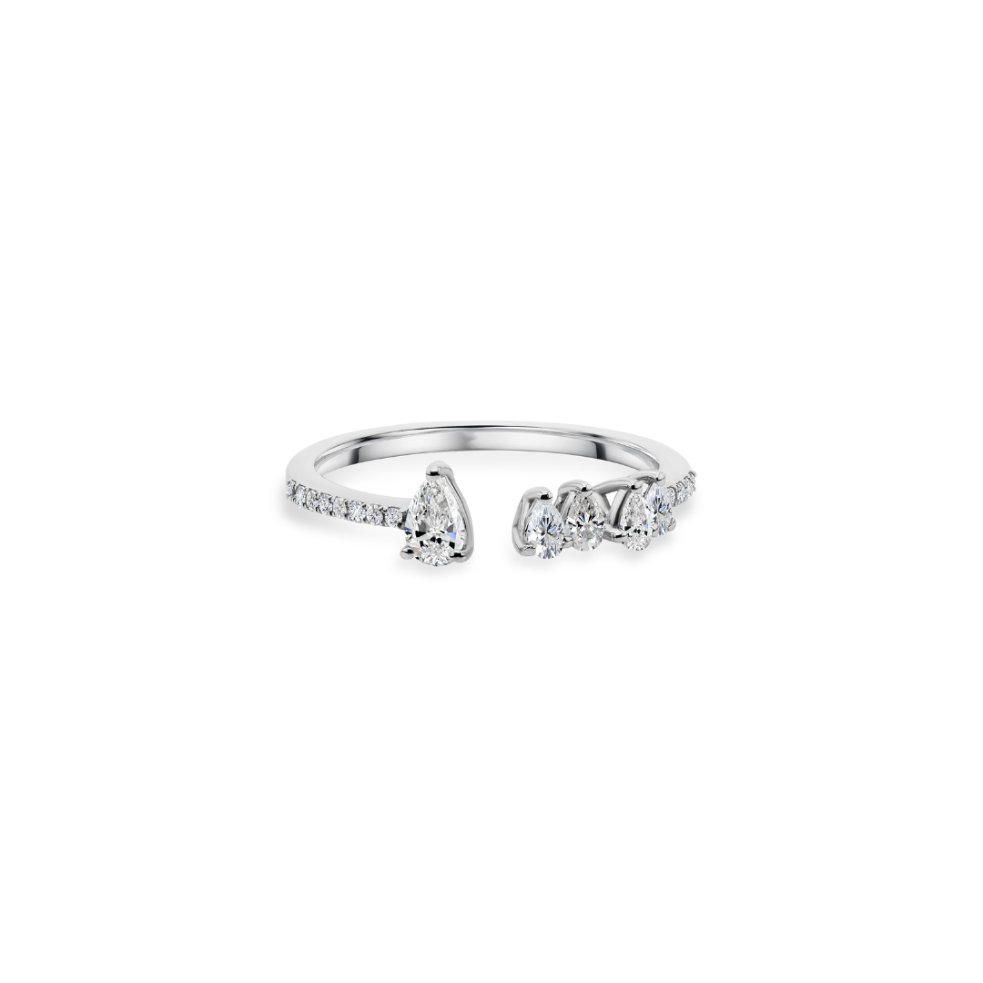 Minimalist Natural Diamond Open Cuff Ring in Fine Gold