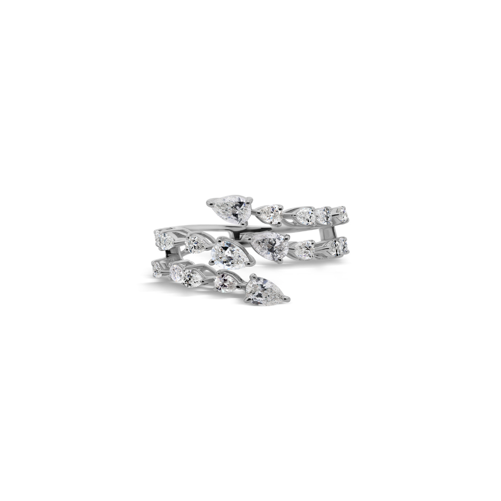 Pear Shaped Natural Diamond Handmade Wrap Ring