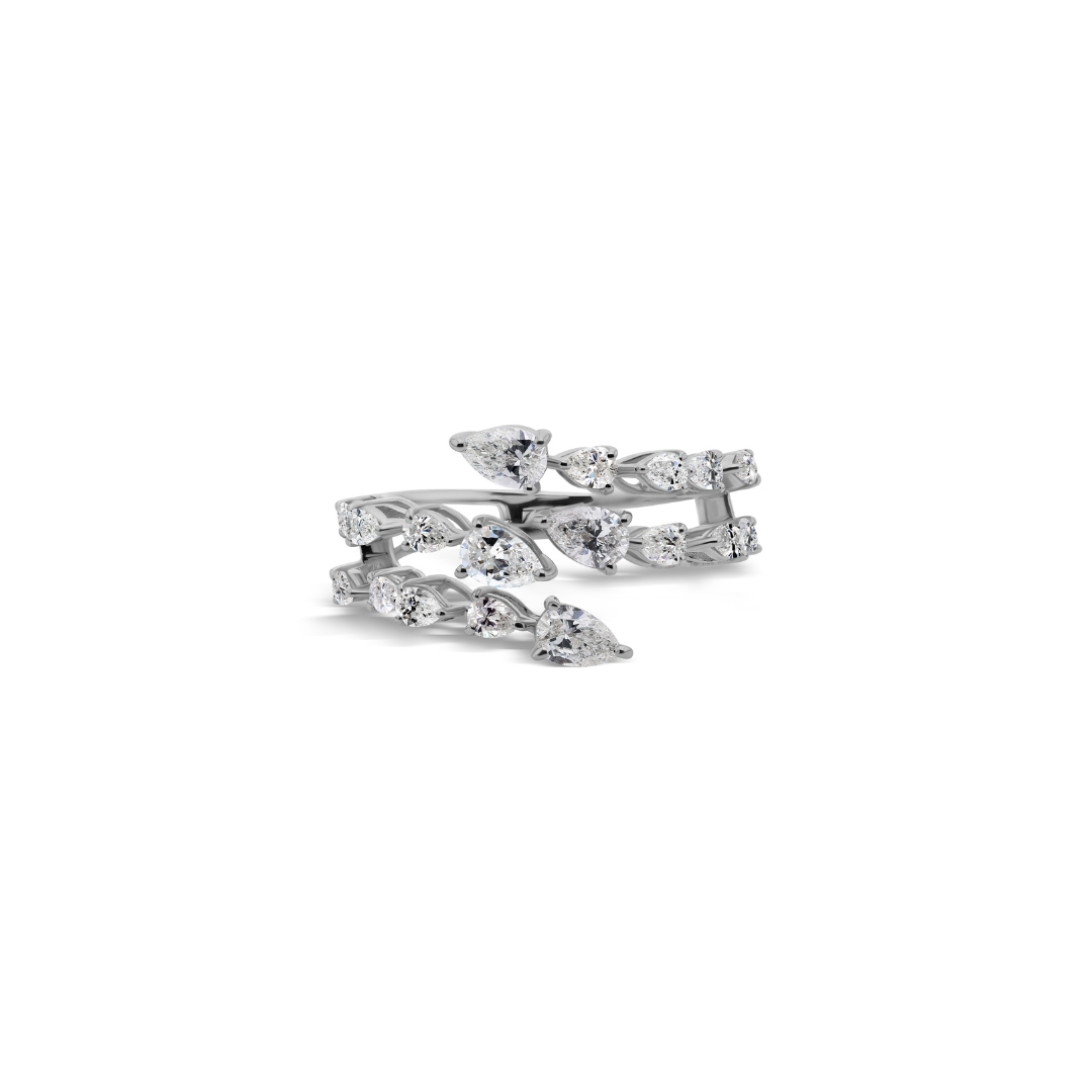 Pear Shaped Natural Diamond Handmade Wrap Ring