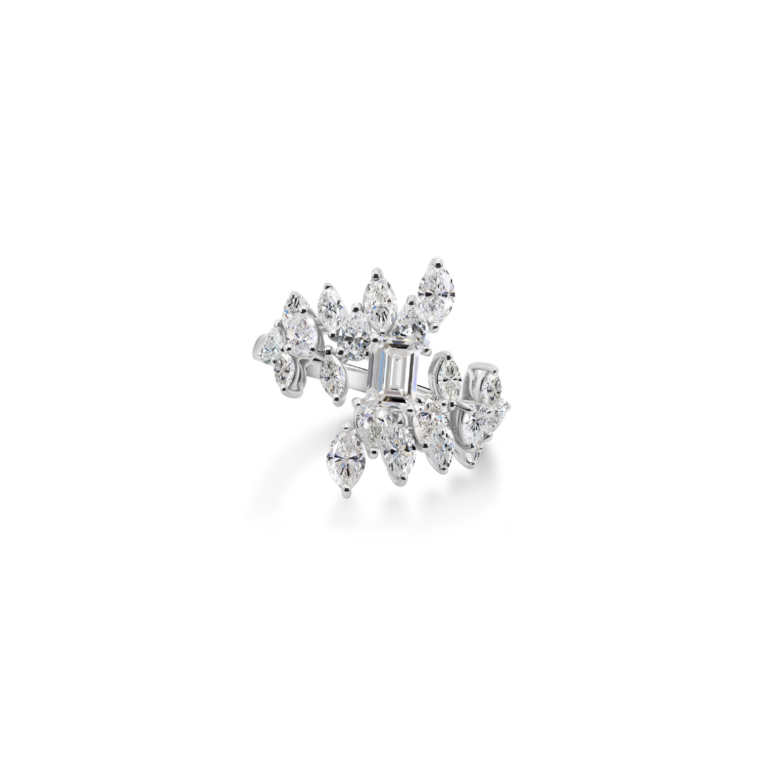 Multi Cut Natural Diamond Cocktail Ring in Fine Gold