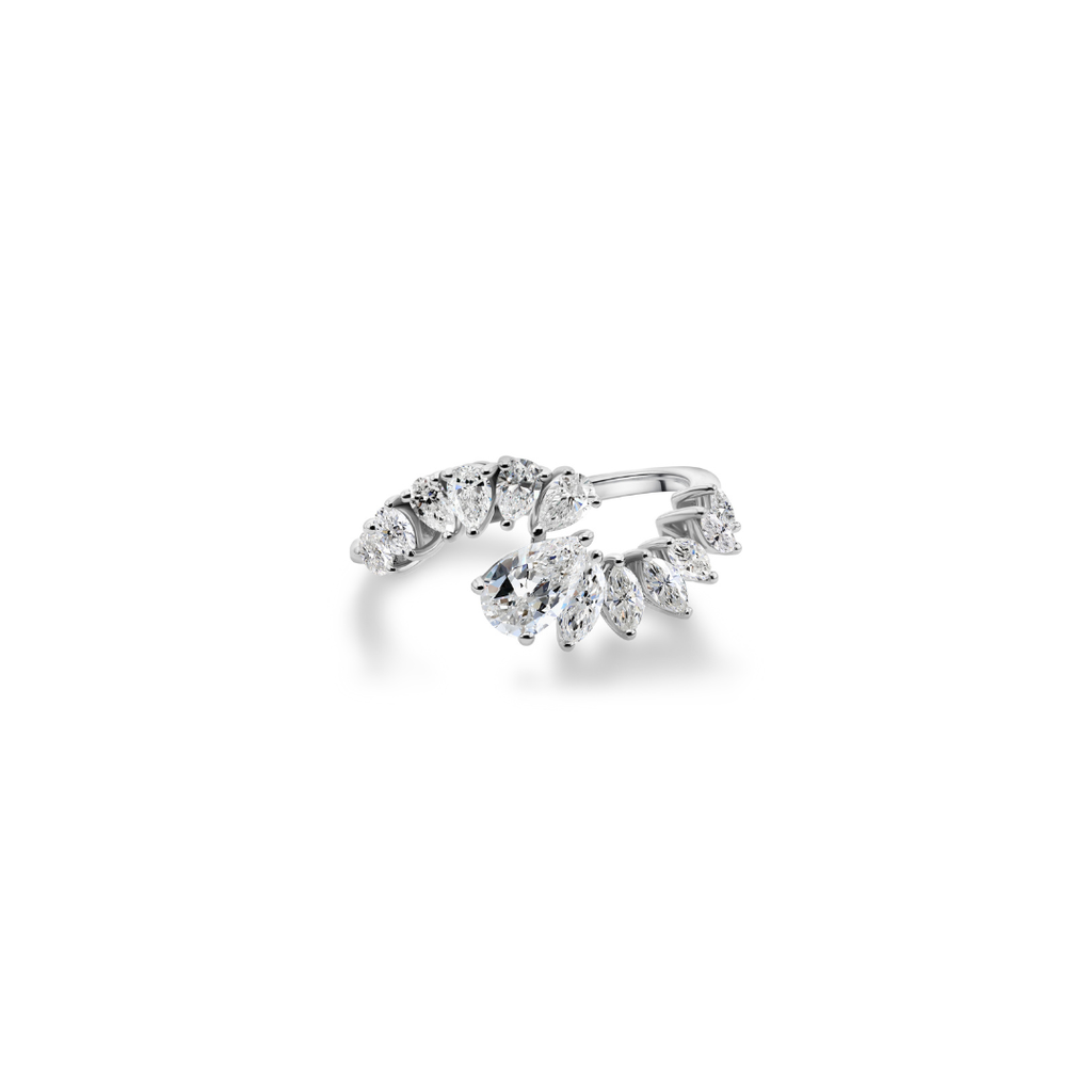 Handcrafted Marquise Pear Cut Natural Diamond Wrap Ring
