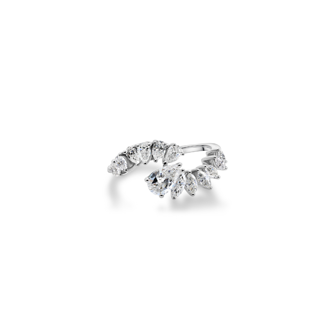 Handcrafted Marquise Pear Cut Natural Diamond Wrap Ring