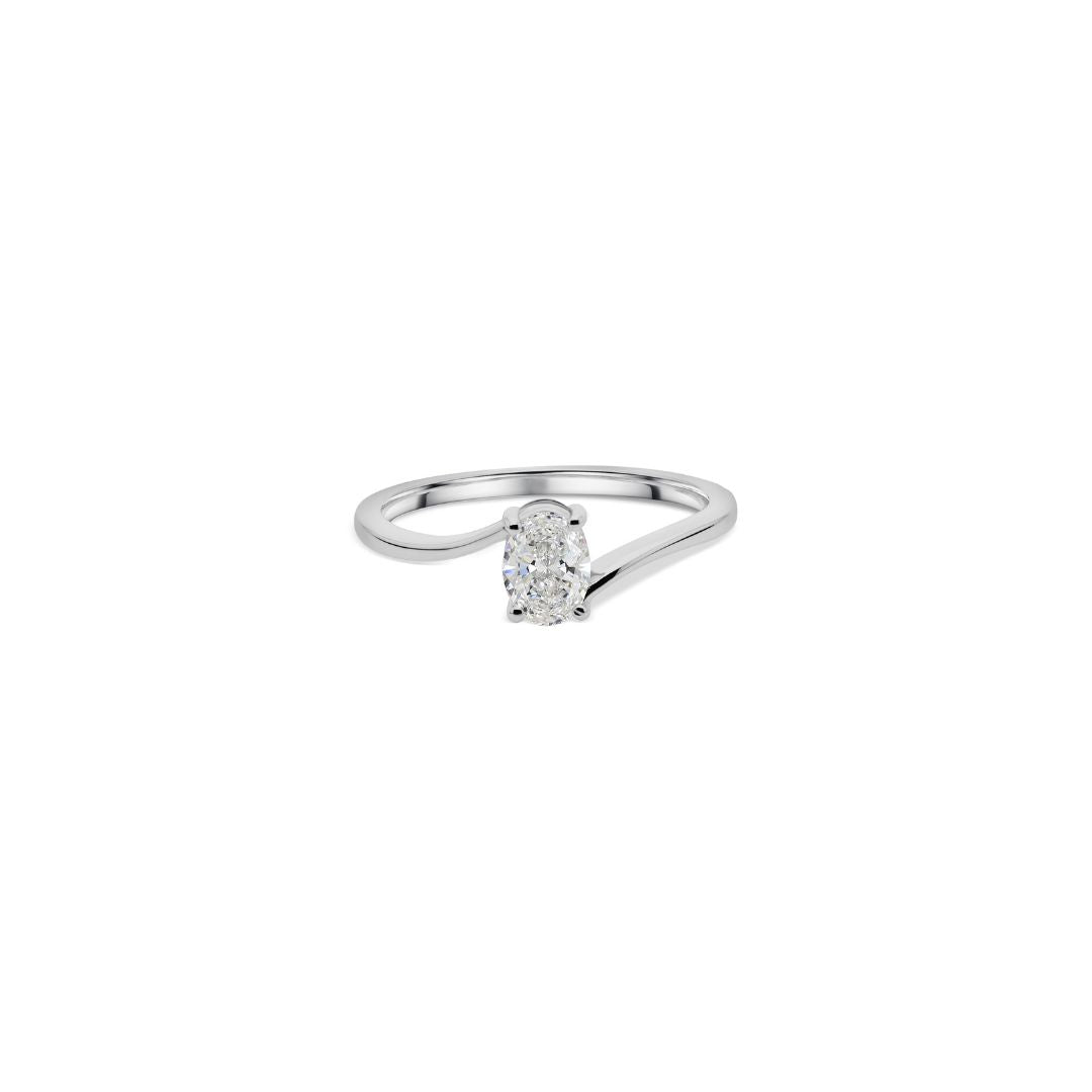 Minimalist Oval Cut Solitaire Natural Diamond Engagement Ring