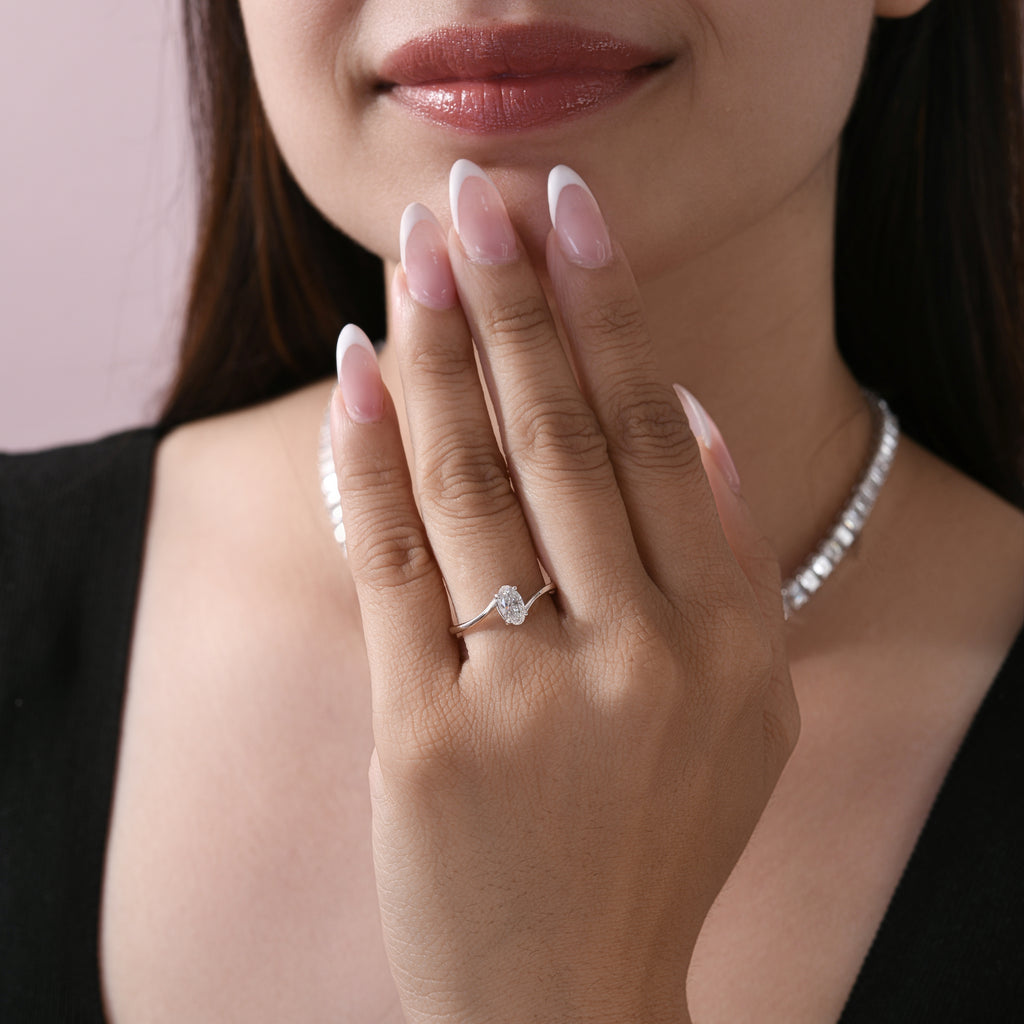 Minimalist Oval Cut Solitaire Natural Diamond Engagement Ring