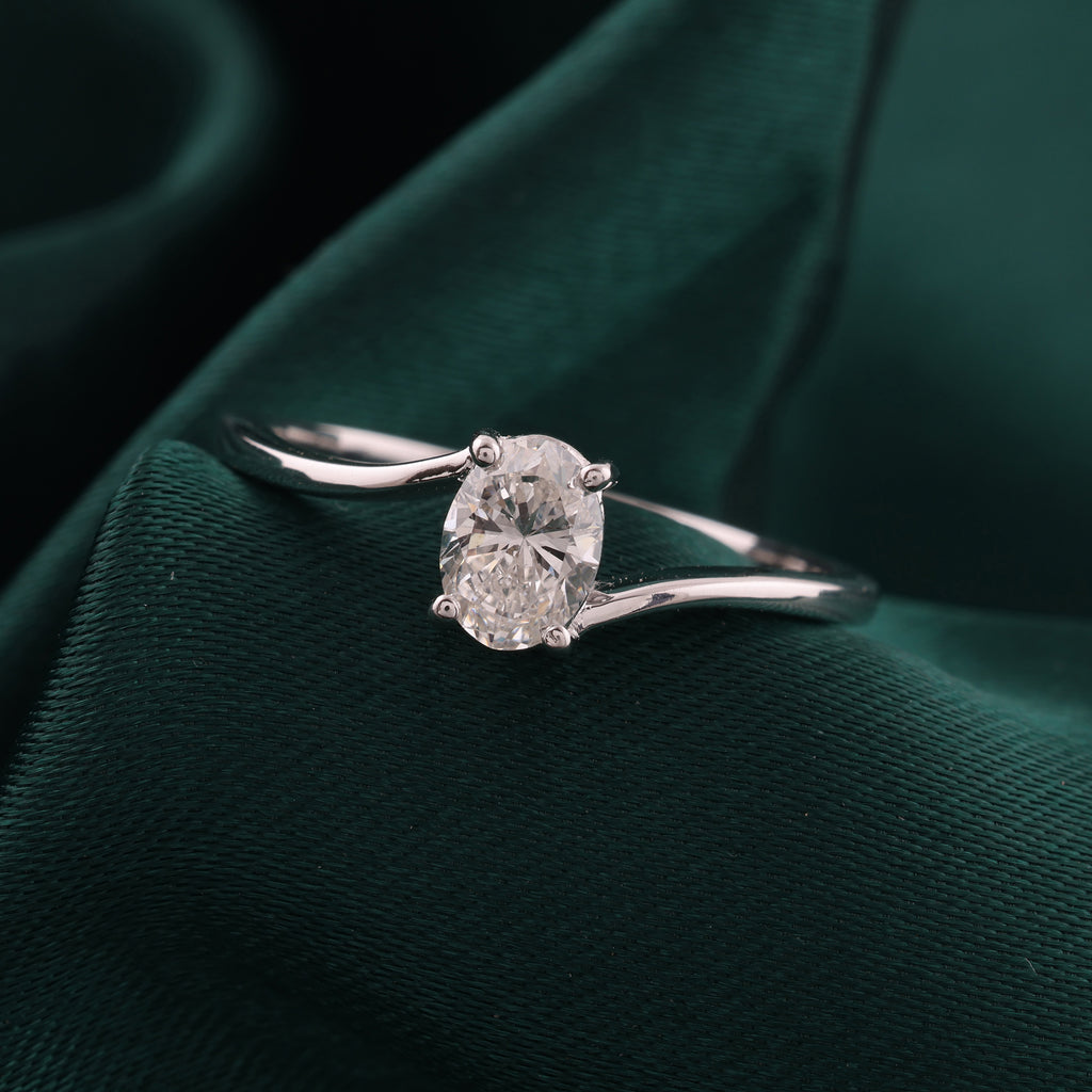 Minimalist Oval Cut Solitaire Natural Diamond Engagement Ring