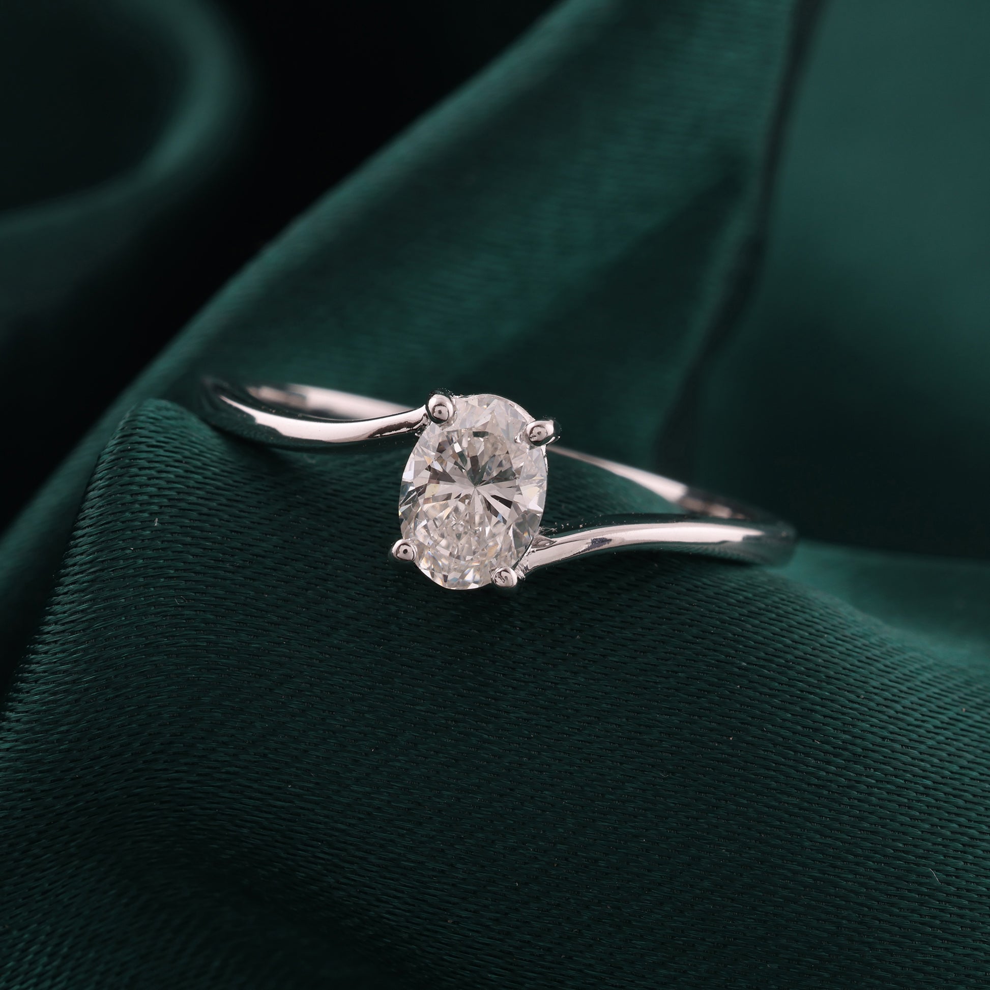 Minimalist Oval Cut Solitaire Natural Diamond Engagement Ring