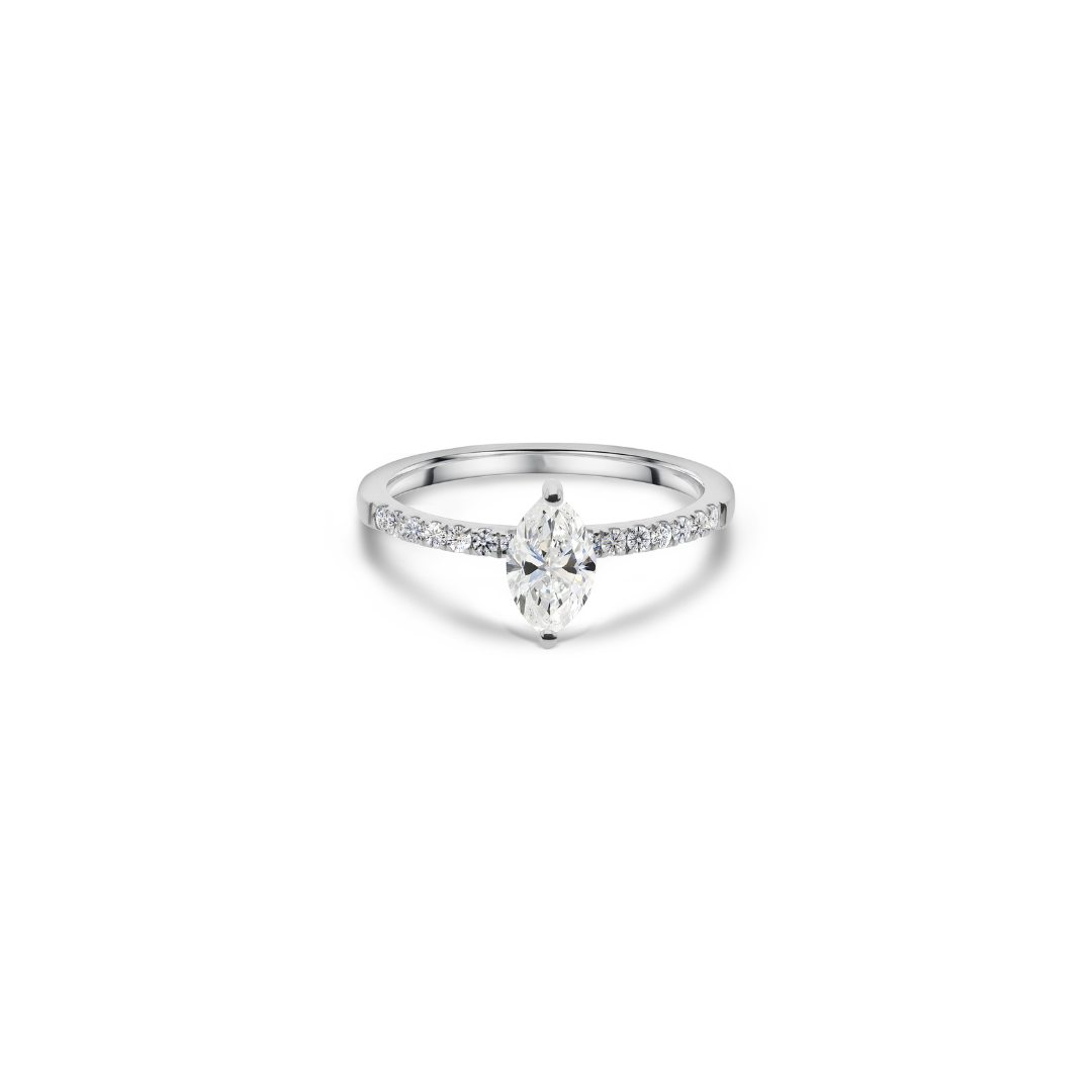 Marquise Shaped Natural Diamond Centerpiece Engagement Ring