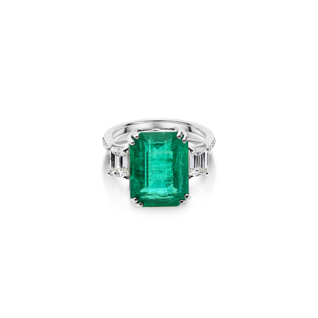 Certified Natural Zambian Emerald Diamond Handmade Ring in Fine Gold