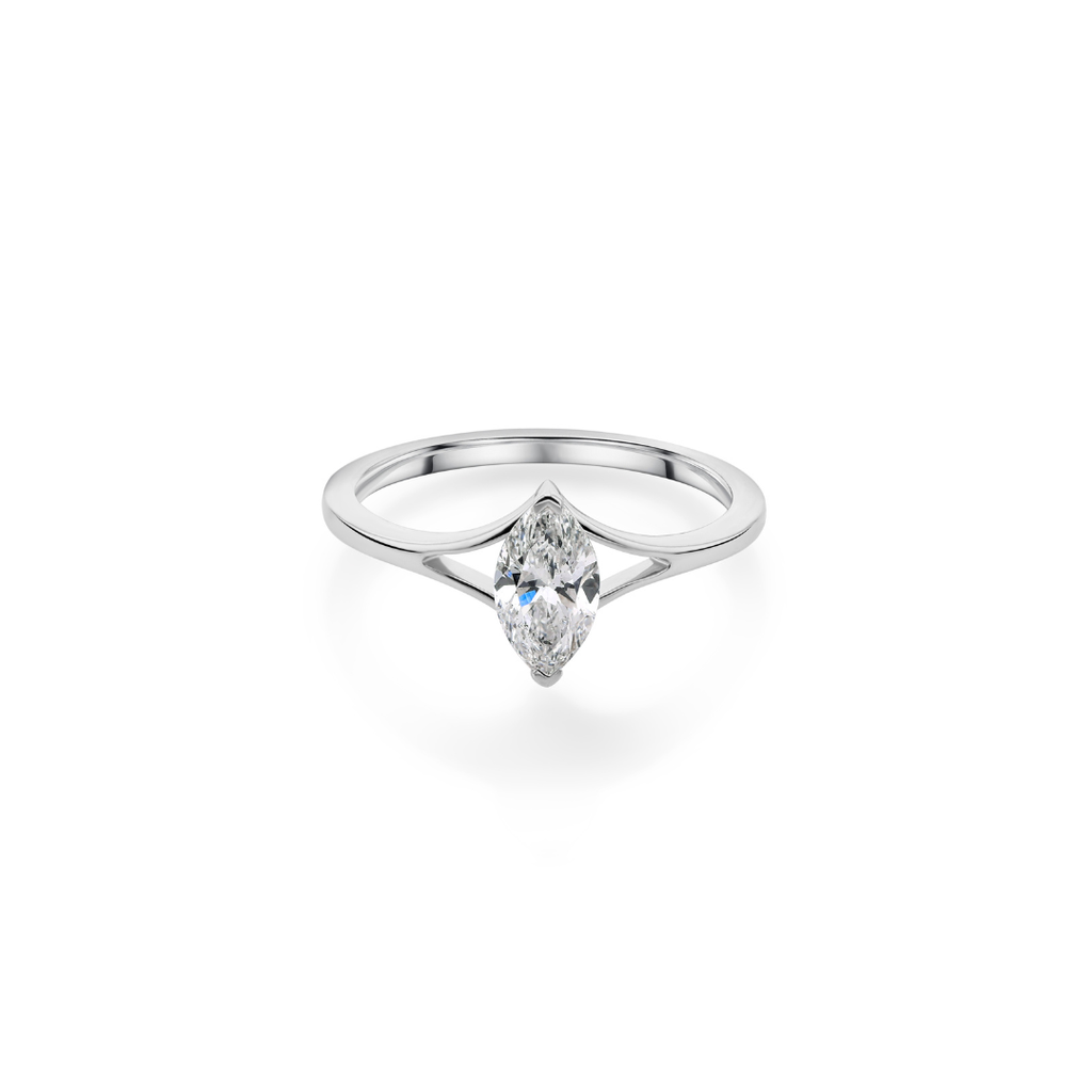 Minimalist Marquise Cut Natural Diamond Solitaire Engagement Ring