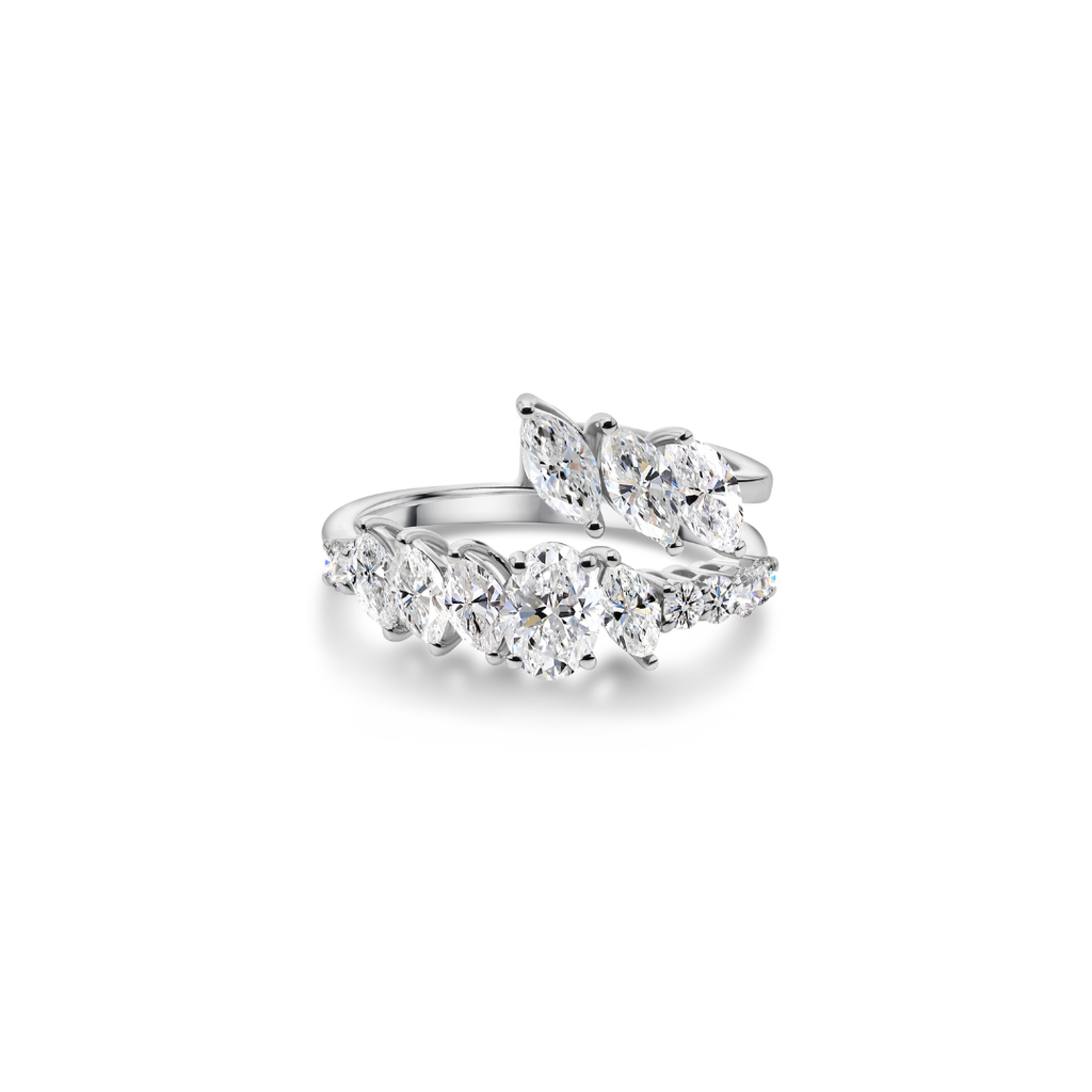 Genuine Natural Diamond Wedding Bypass Ring