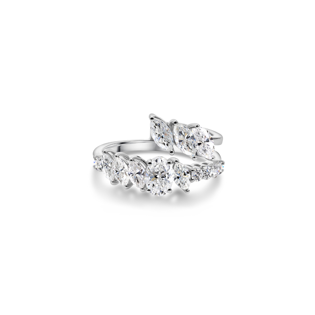 Genuine Natural Diamond Wedding Bypass Ring