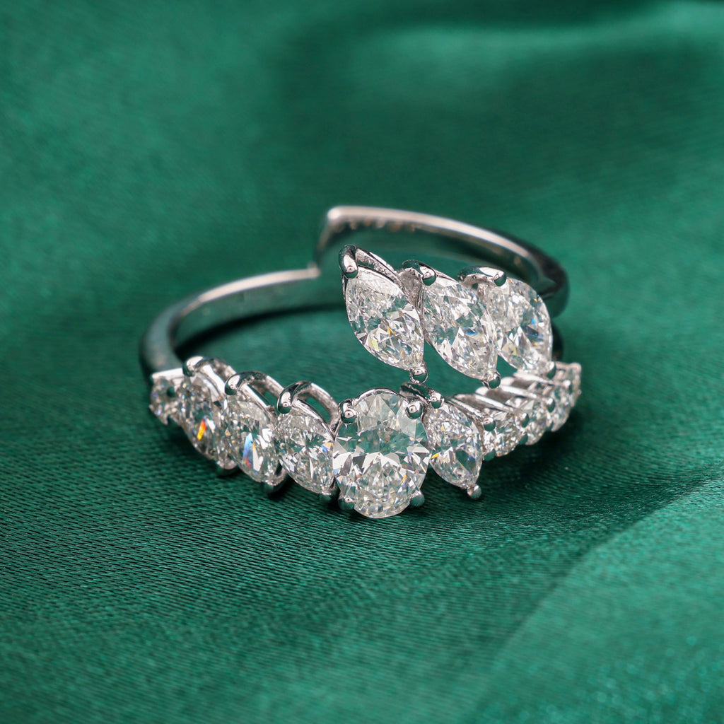 Genuine Natural Diamond Wedding Bypass Ring