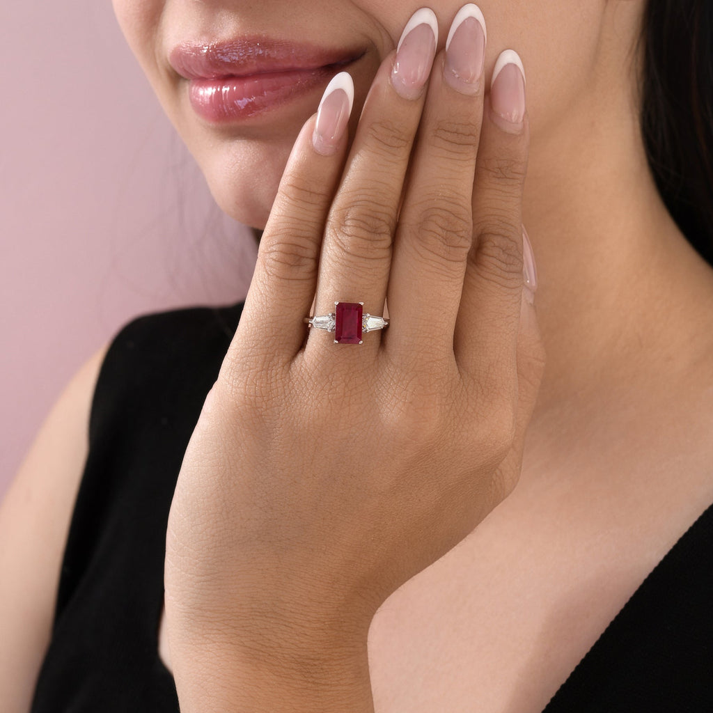 Ruby Diamond Anniversary Ring 14K Gold Classic