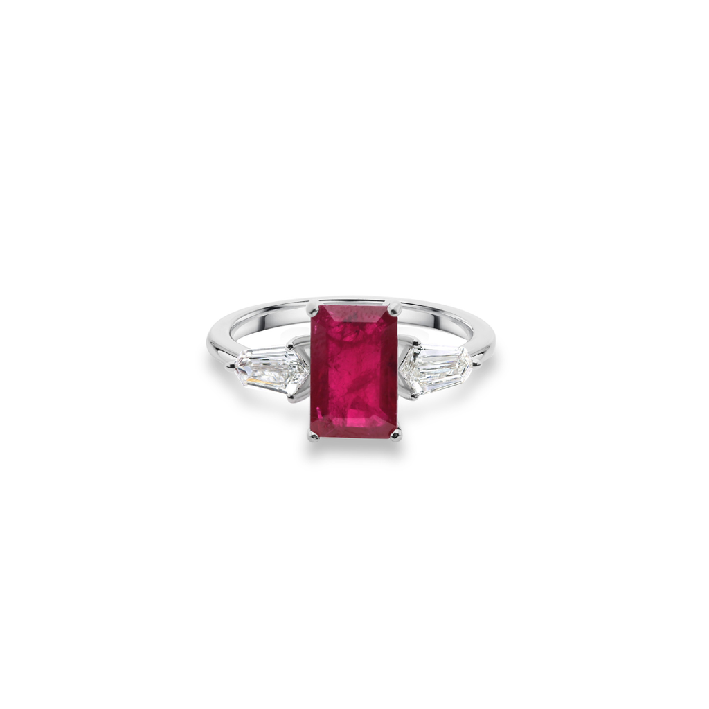 Ruby Diamond Anniversary Ring 14K Gold Classic