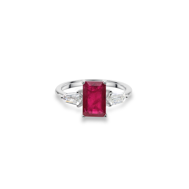 Classic Natural Ruby Gemstone Diamond Anniversary Ring