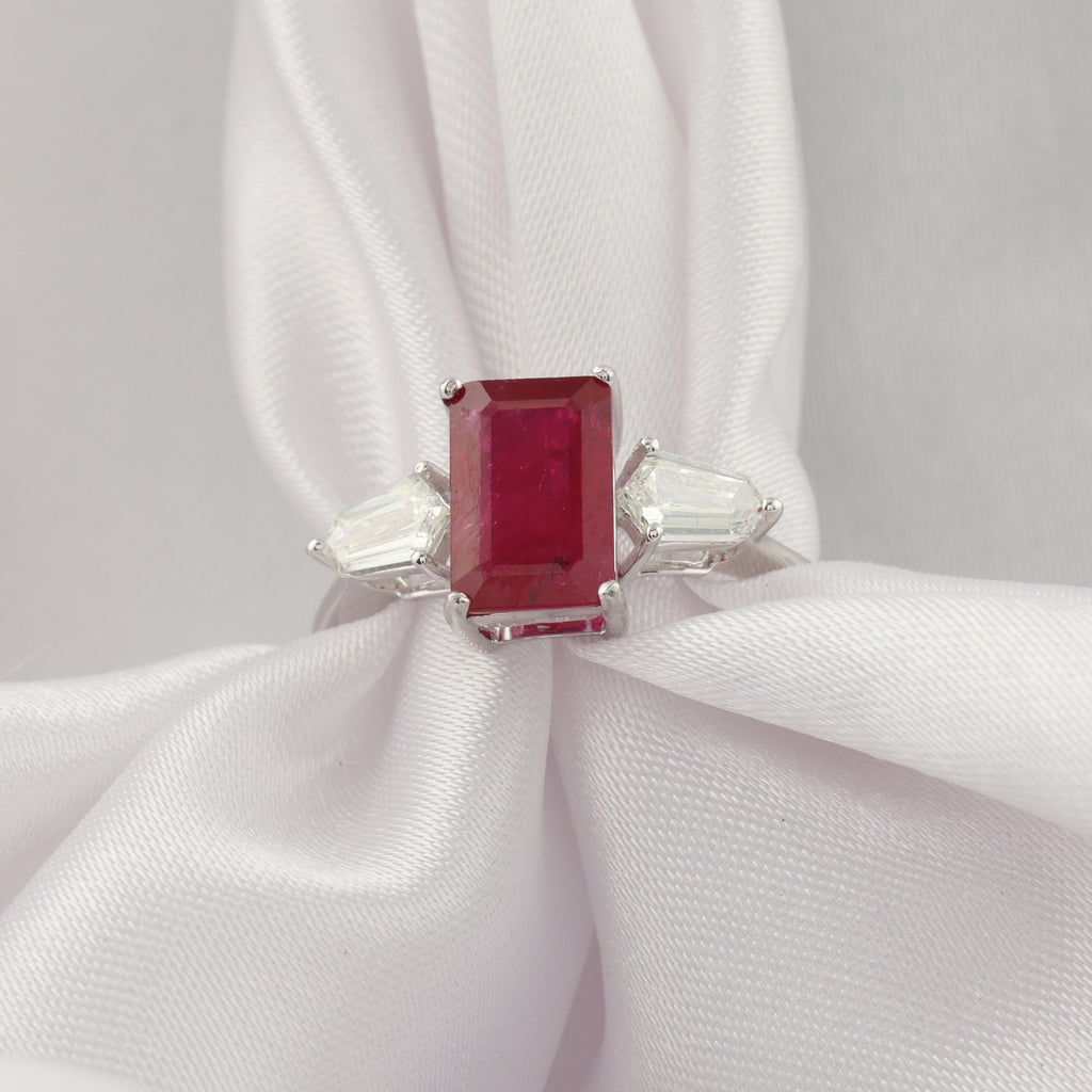 Ruby Diamond Anniversary Ring 14K Gold Classic