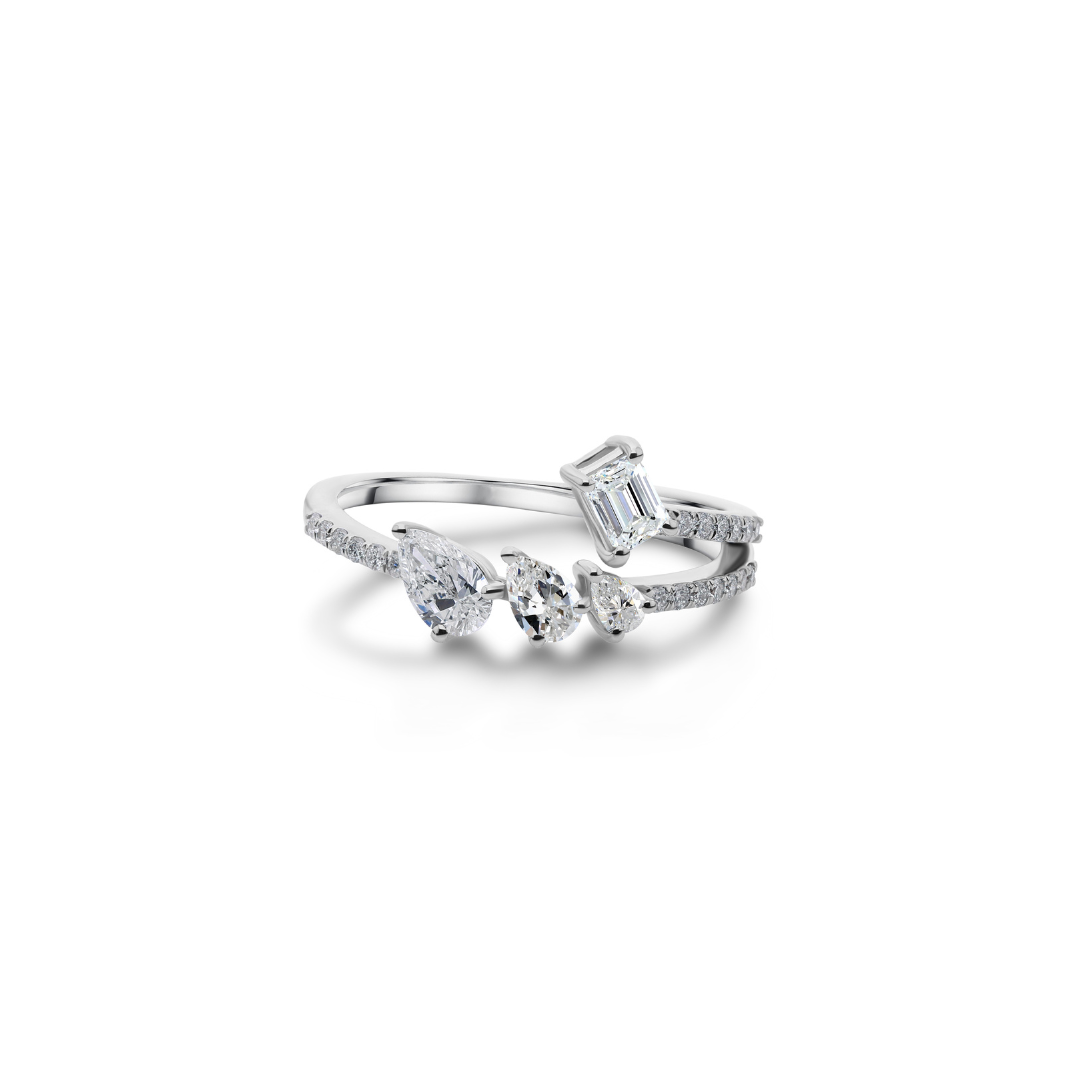 Natural Multi Cut Diamond Handmade Fine Gold Ring