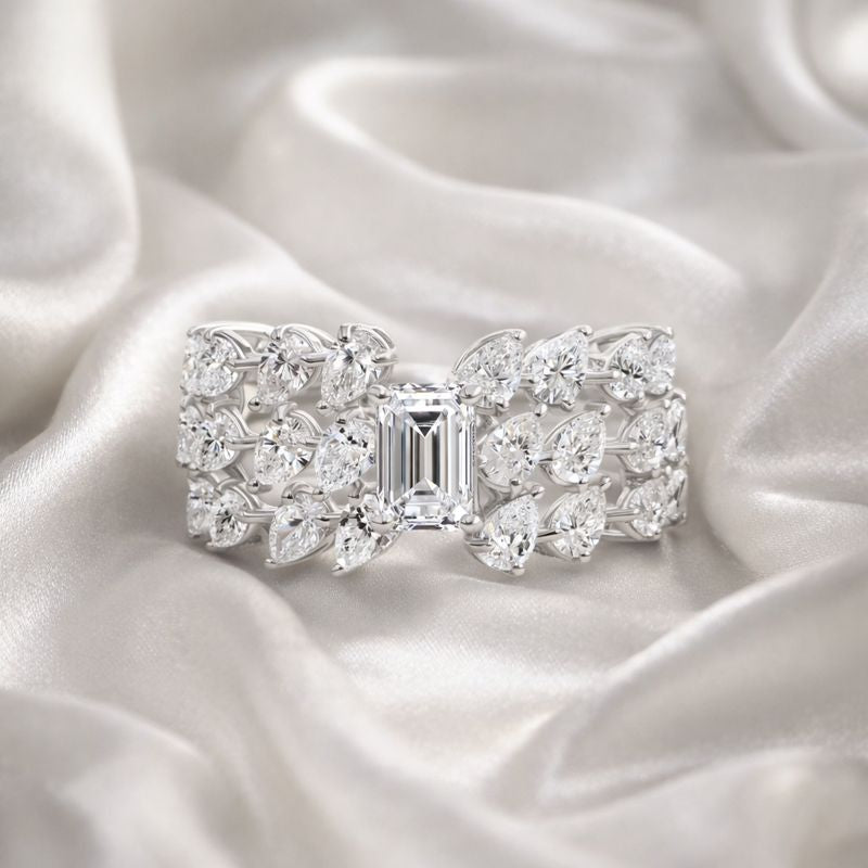 Natural Multi Diamond Cocktail Ring in Solid Gold