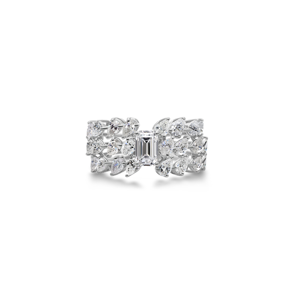 Natural Multi Diamond Cocktail Ring in Solid Gold