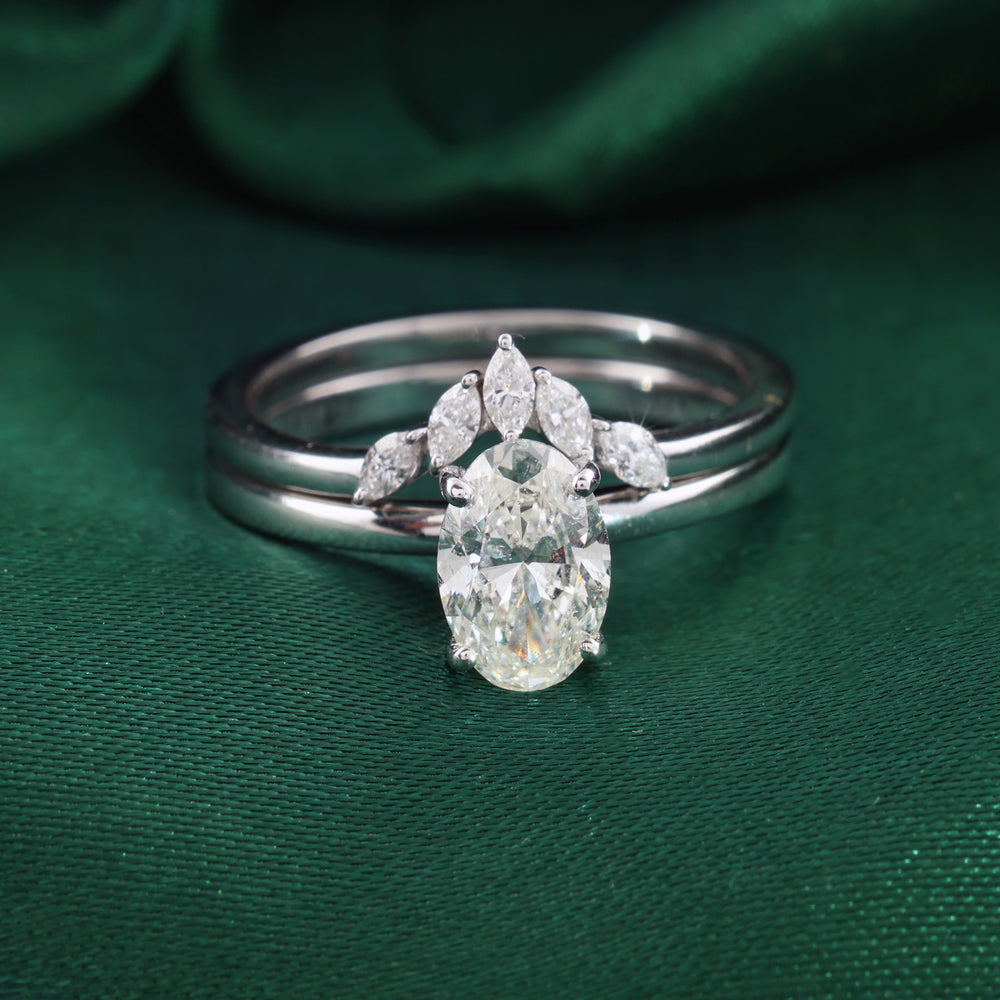 Minimalist Oval Diamond Solitaire Engagement Ring with Marquise Diamond Band oval diamond solitaire engagement ring with marquise diamond band