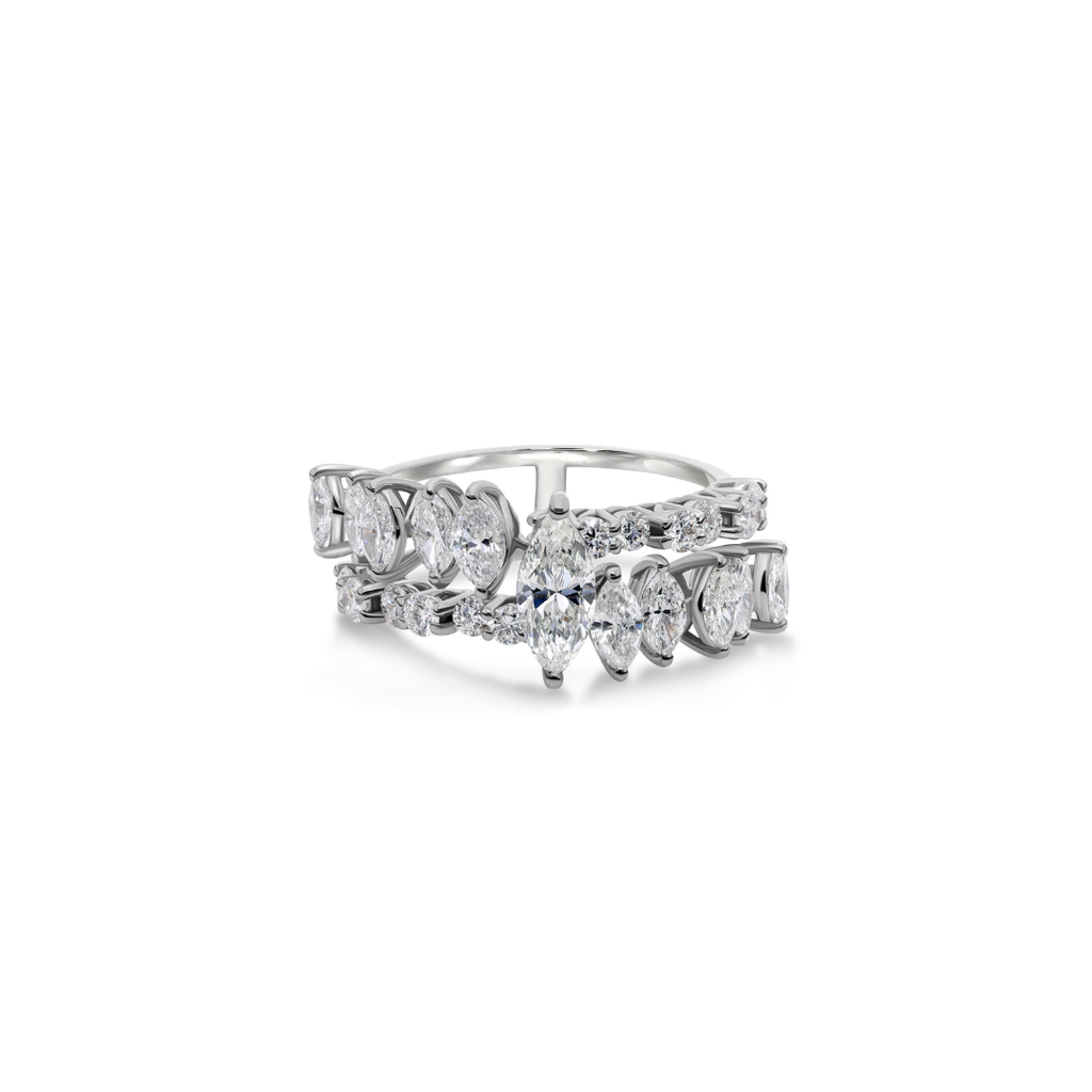 Eternity Double Band Natural Diamond Stackable Ring in Fine Gold