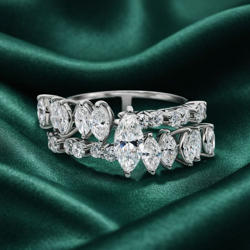 Eternity Double Band Natural Diamond Stackable Ring in Fine Gold