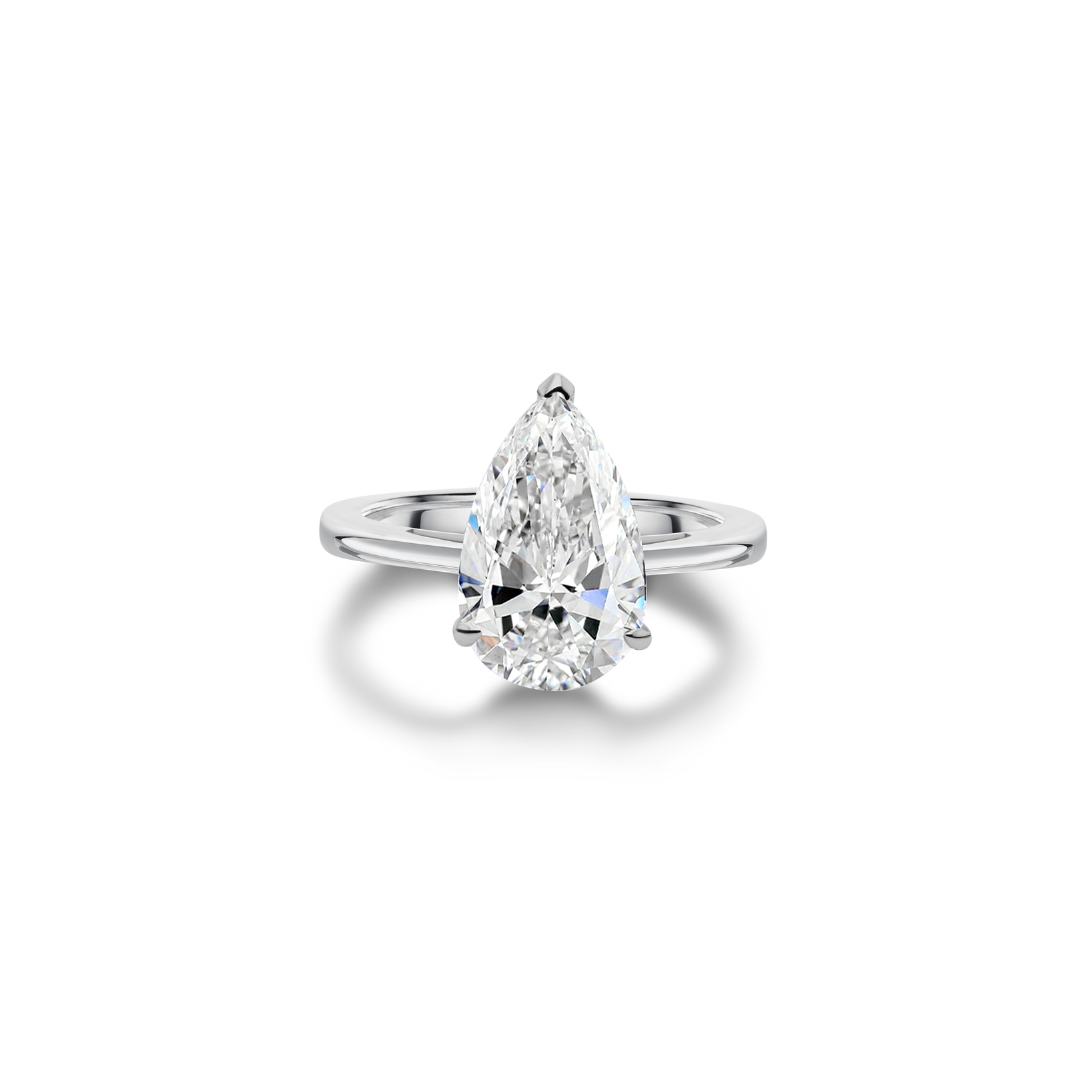Certified Pear Shaped Solitaire Diamond Engagement Ring