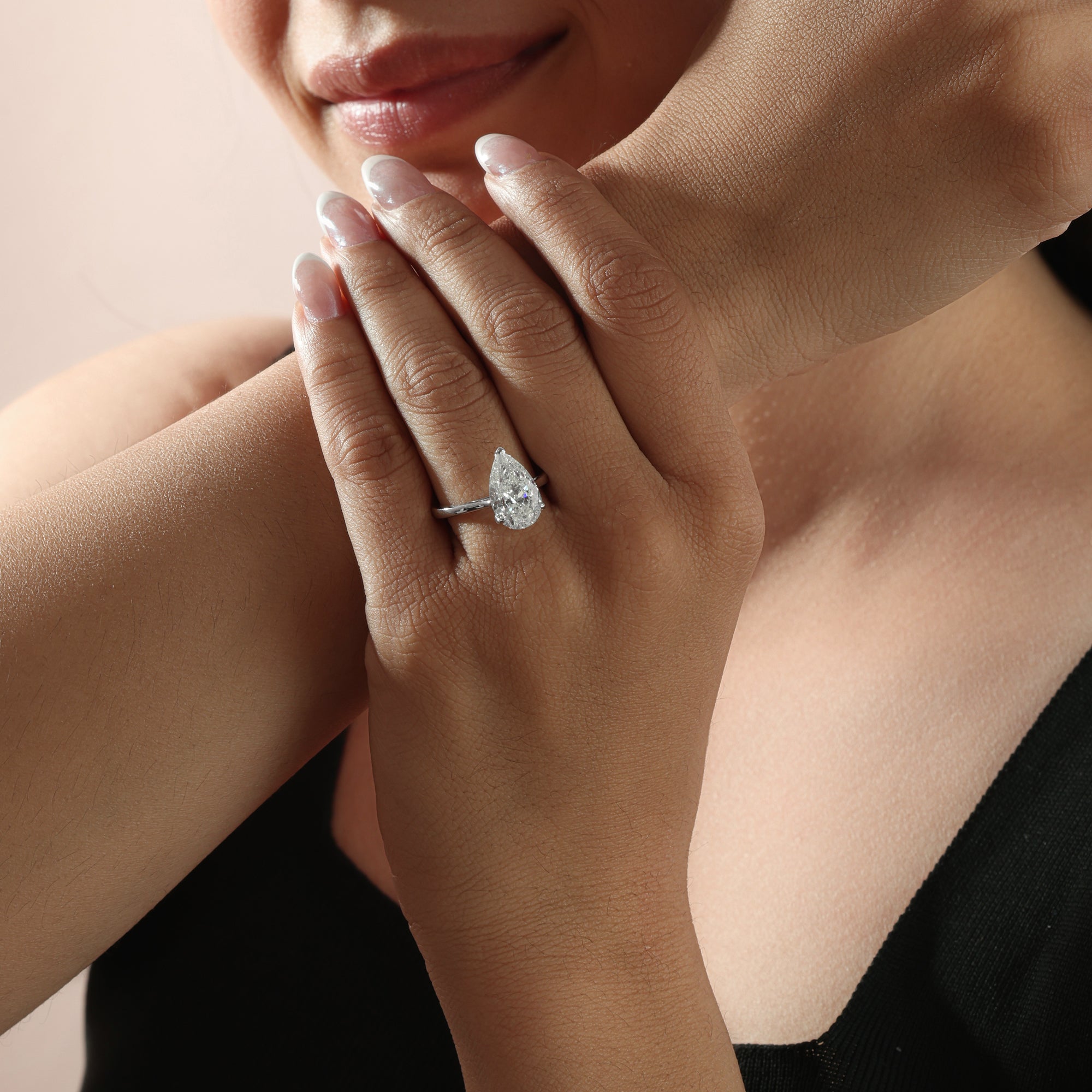 Diamond Engagement Ring Pear Solitaire Certified 14K Gold