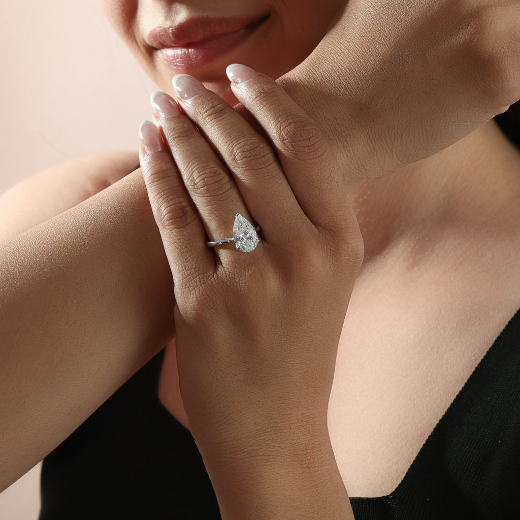 Diamond Engagement Ring Pear Solitaire Certified 14K Gold