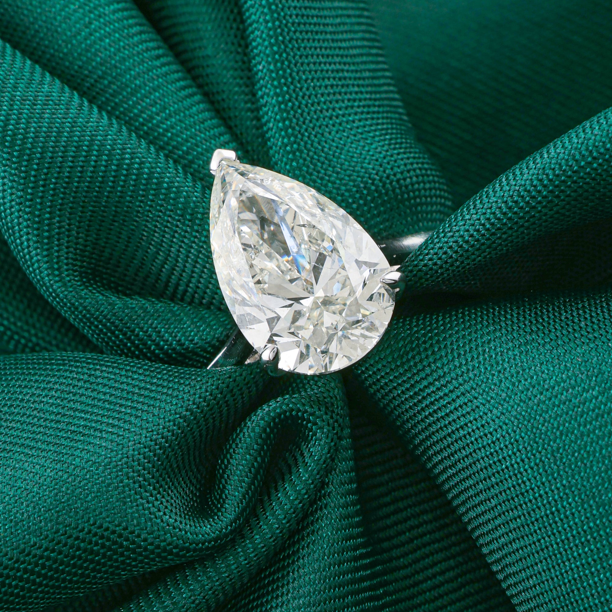 Diamond Engagement Ring Pear Solitaire Certified 14K Gold