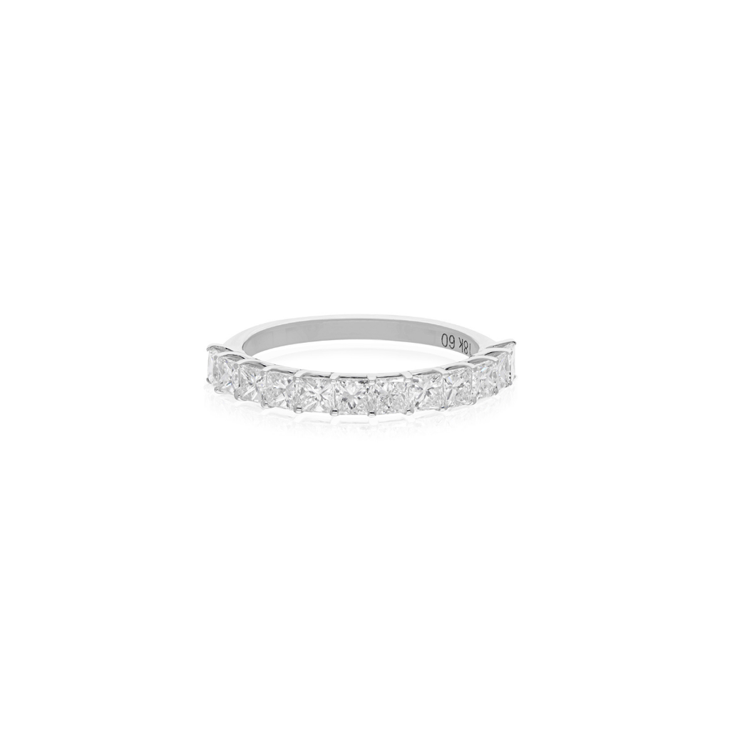 1.21 Ct. Princess Cut Diamond Half Eternity Wedding Gold Band Ring