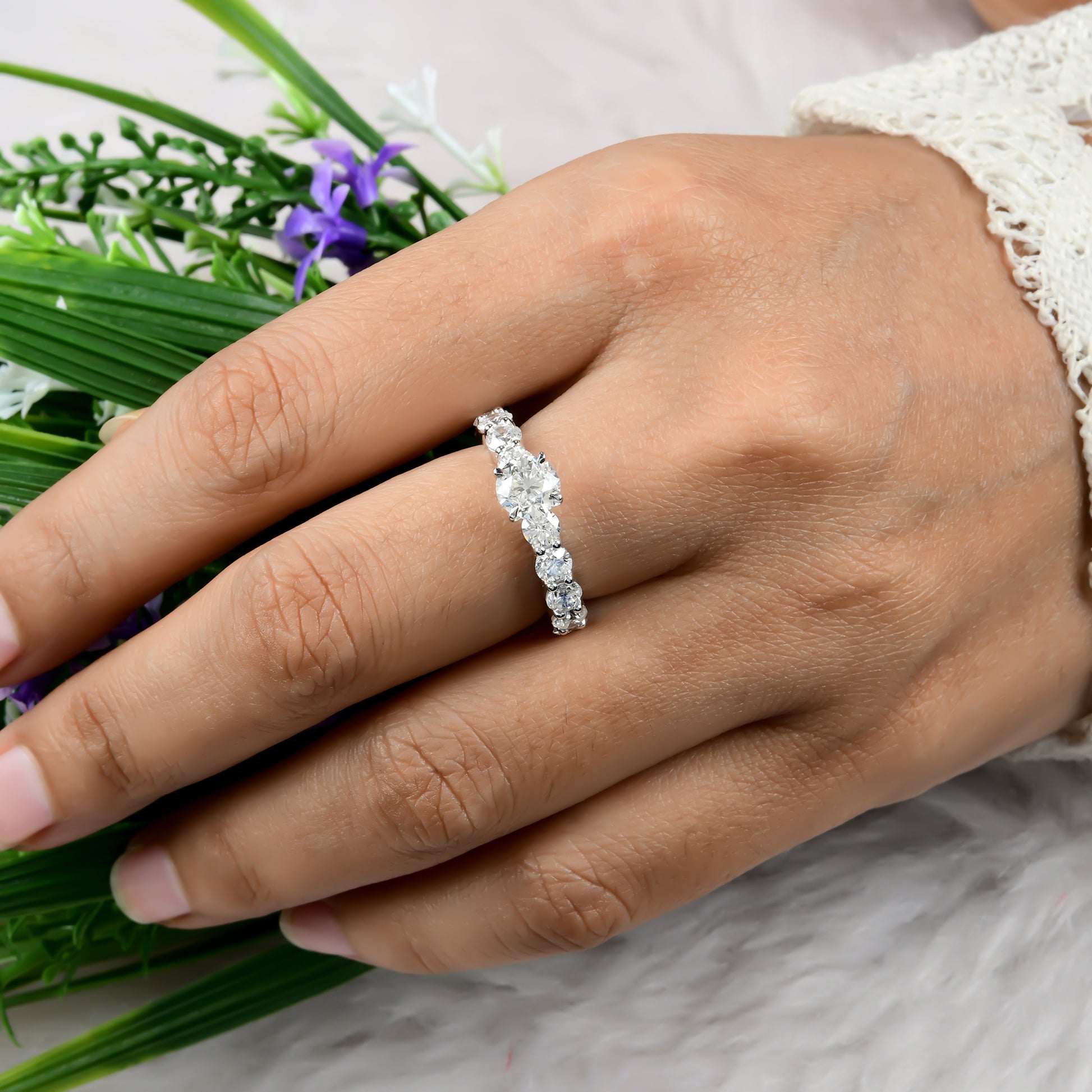 2.98 Ct Natural SI/H Round Cut Solitaire Diamond Gold Engagement Ring