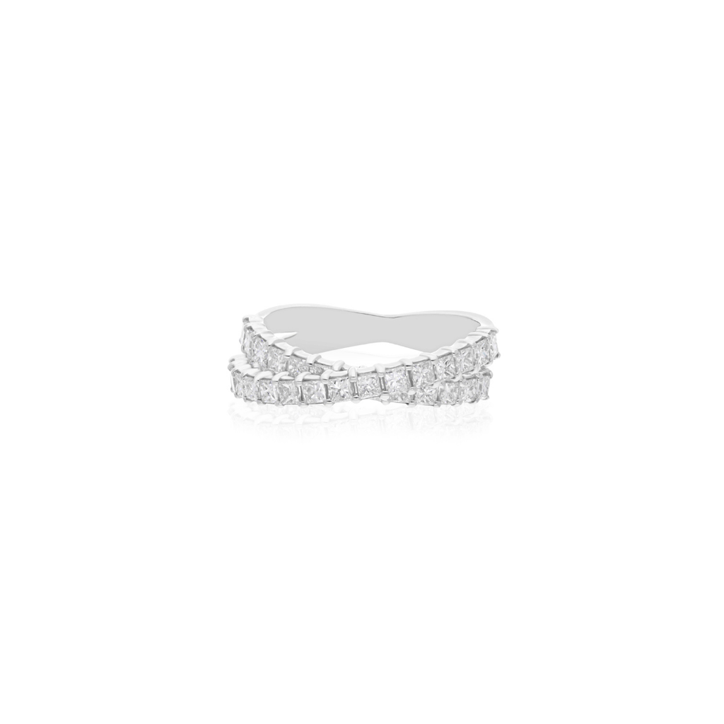 1.16 Ct Infinity Princess Cut Diamond Crisscross Eternity Band Gold Ring