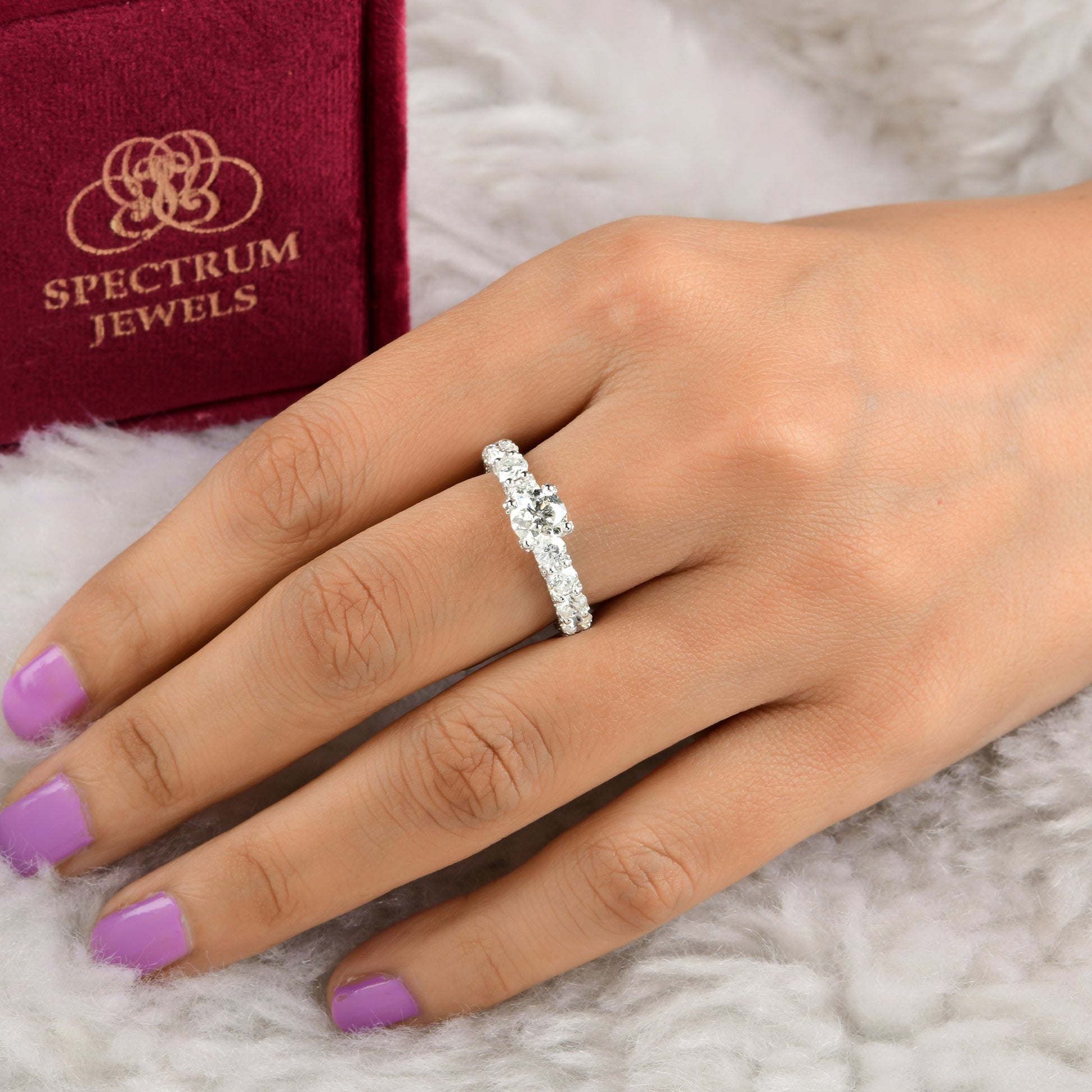 4.88 Ct. Natural SI/H Round Diamond Eternity Engagement Ring For Her