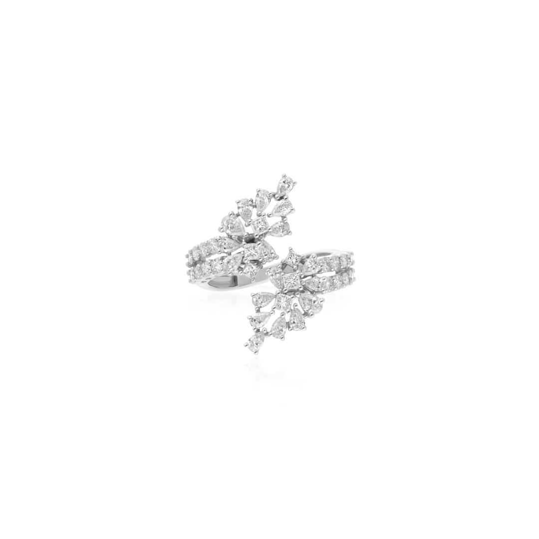 1.84 Ct Natural Multi Cut Diamond Cluster Ring for Anniversary