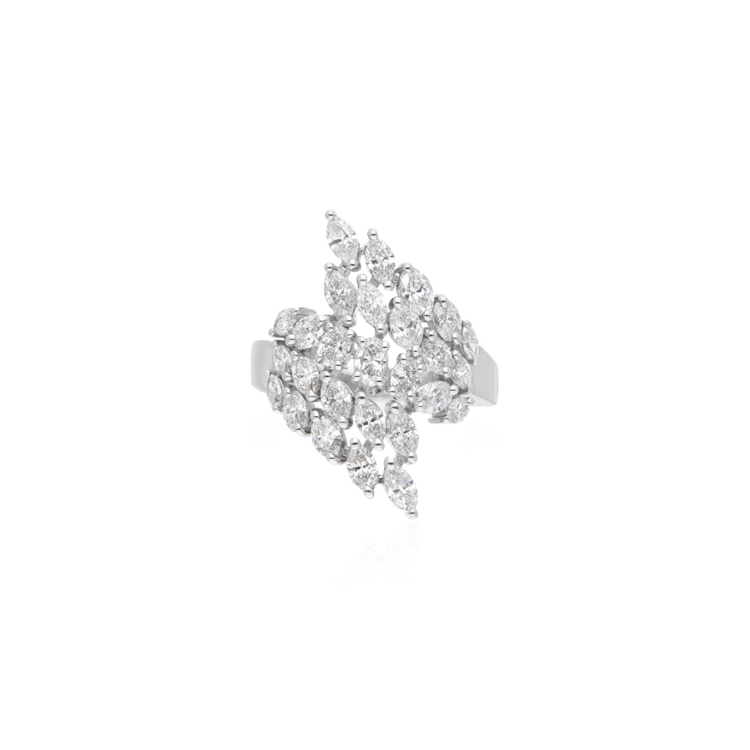 2.10 Ct Natural HI/SI Multi Shape Diamond Cocktail Gold Ring Anniversary Gift