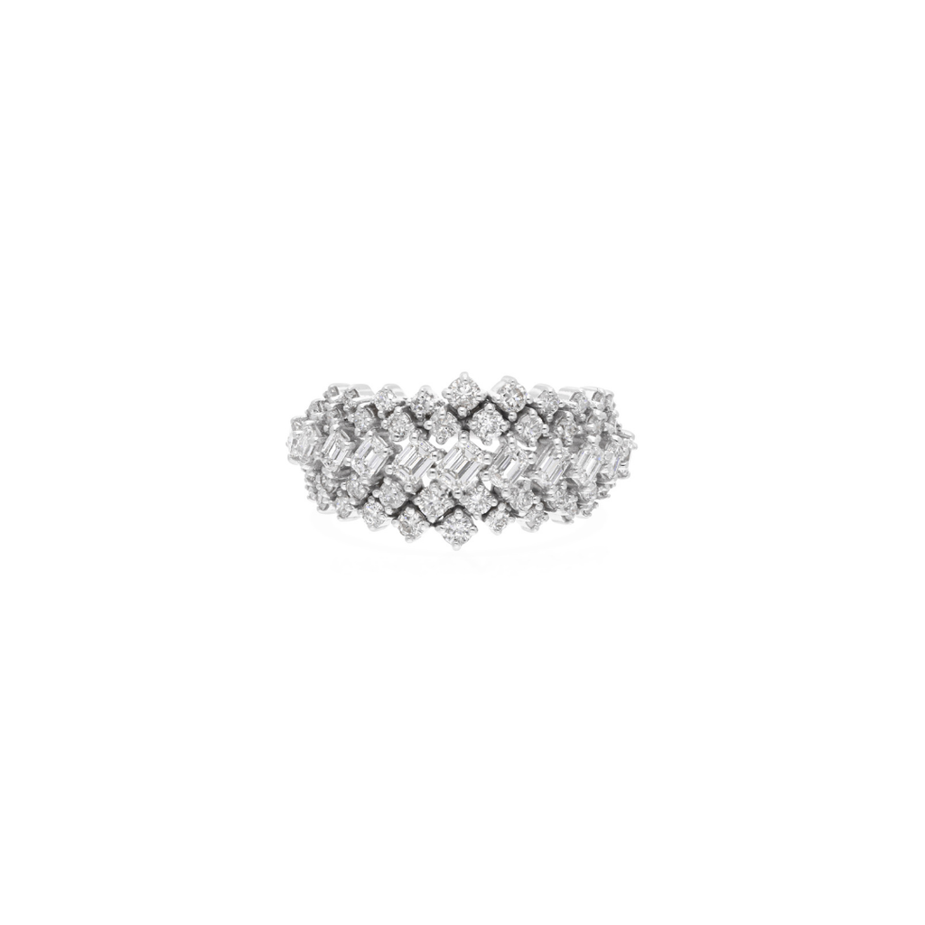 Multi Cut Certified Natural Diamond Wide Band Ring