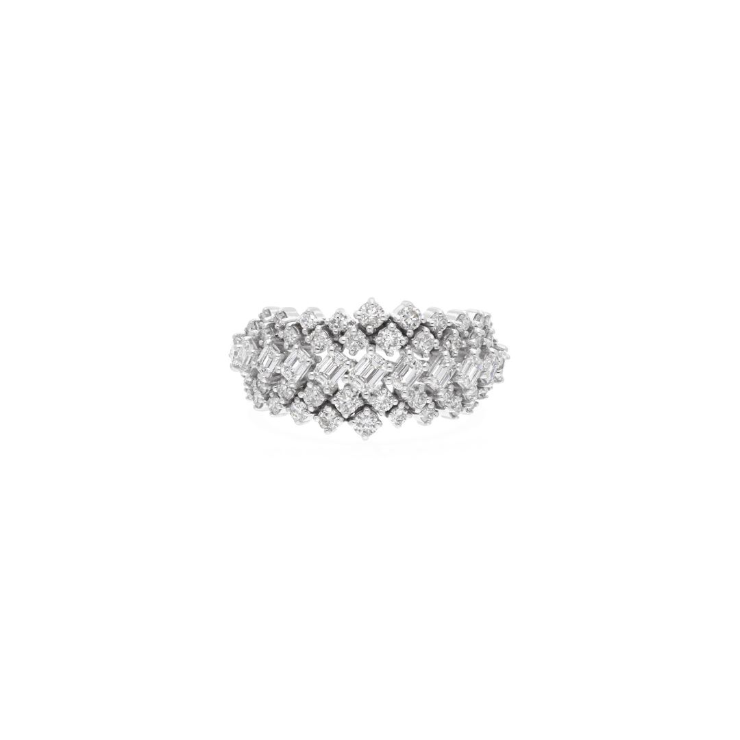 1.60 Ct H/SI Round Octagon Diamond Cluster Ring Perfect for Wedding