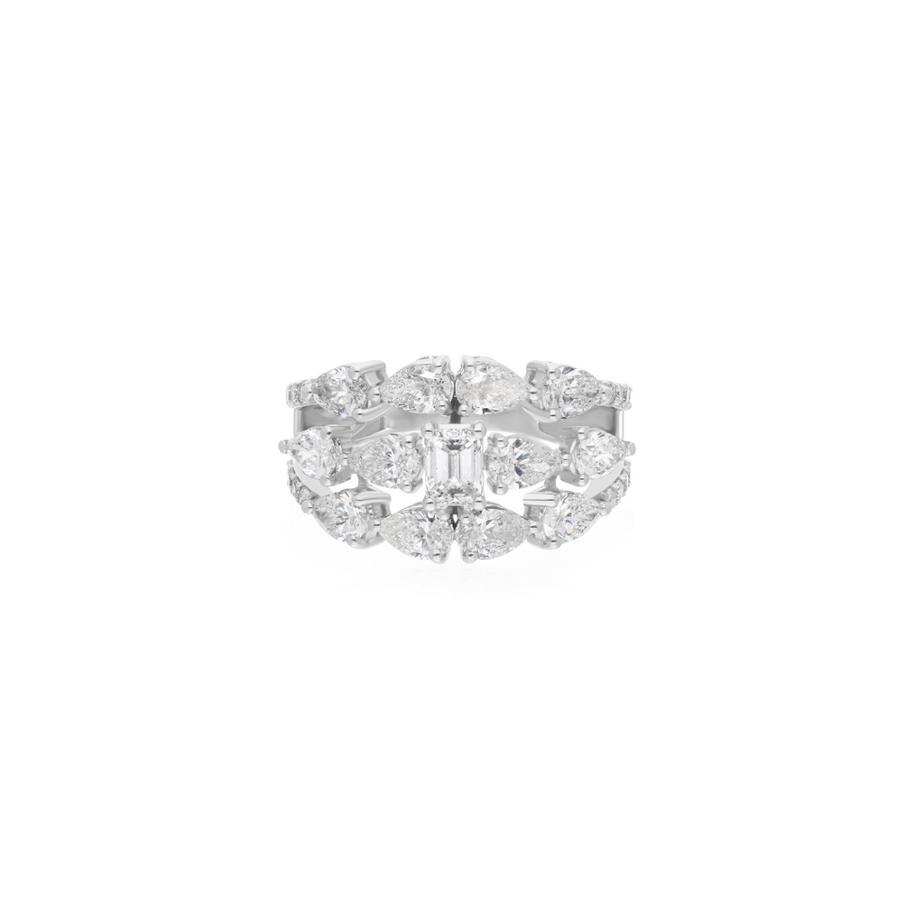 3.65 Ct Multi-Stone Cluster Diamond Stacking Ring Gift for Wife