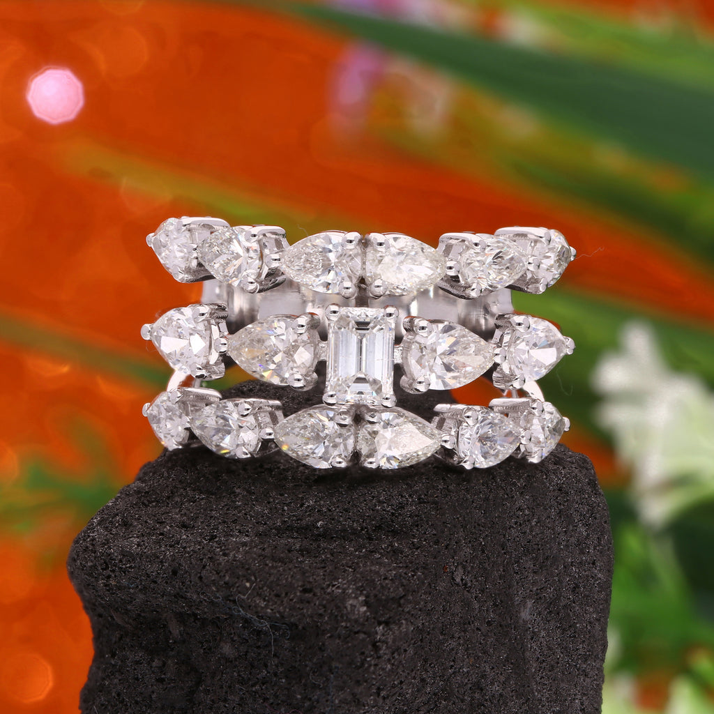 3.65 Ct Multi-Stone Cluster Diamond Stacking Ring Gift for Wife