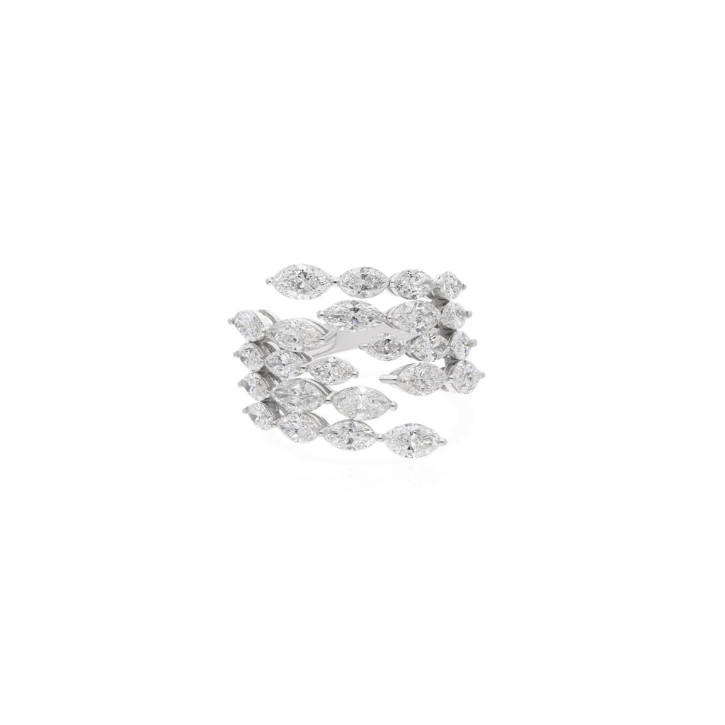 4.20 Ct HI/SI Marquise Cut Diamond Cuff Open Band Ring