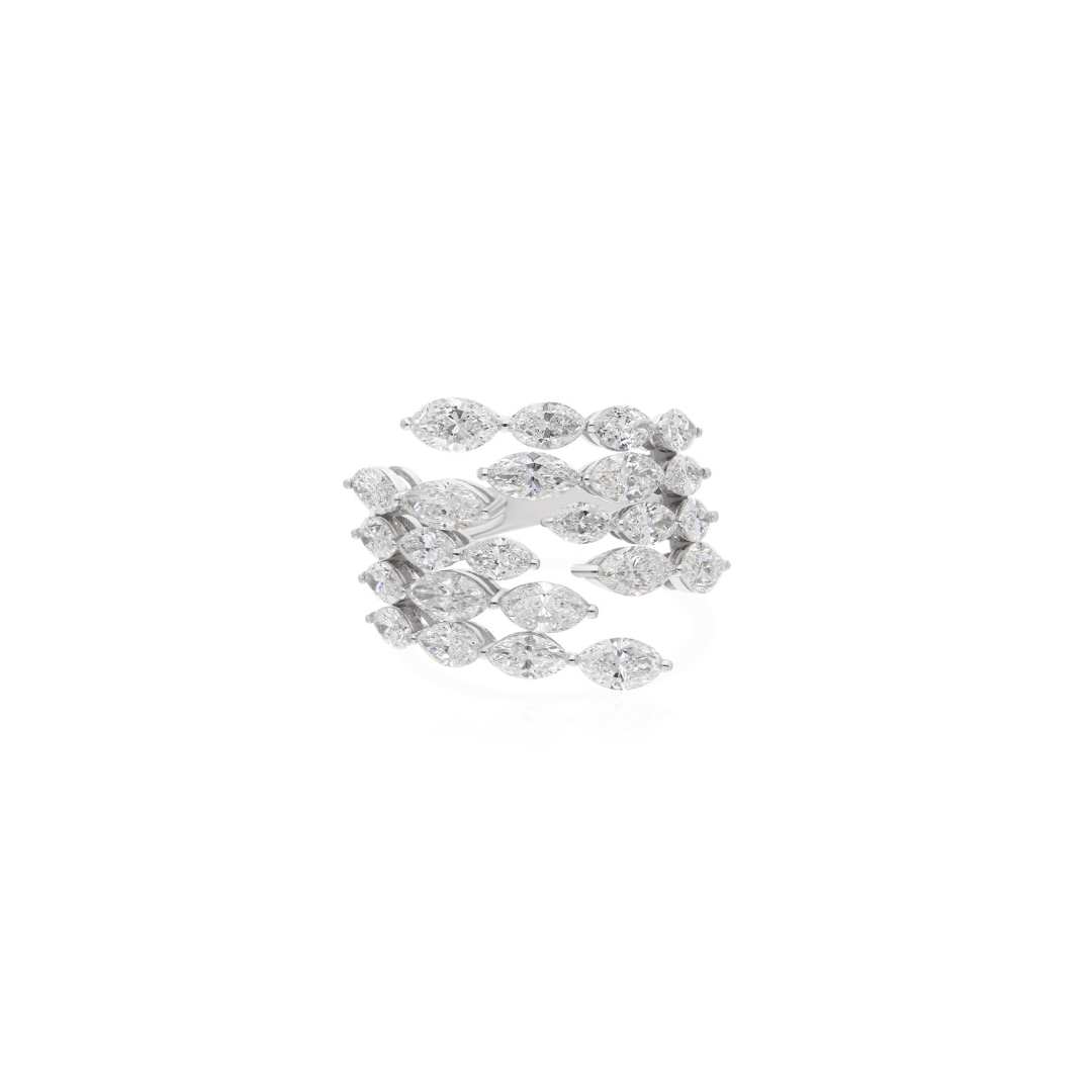 4.20 Ct HI/SI Marquise Cut Diamond Cuff Open Band Ring