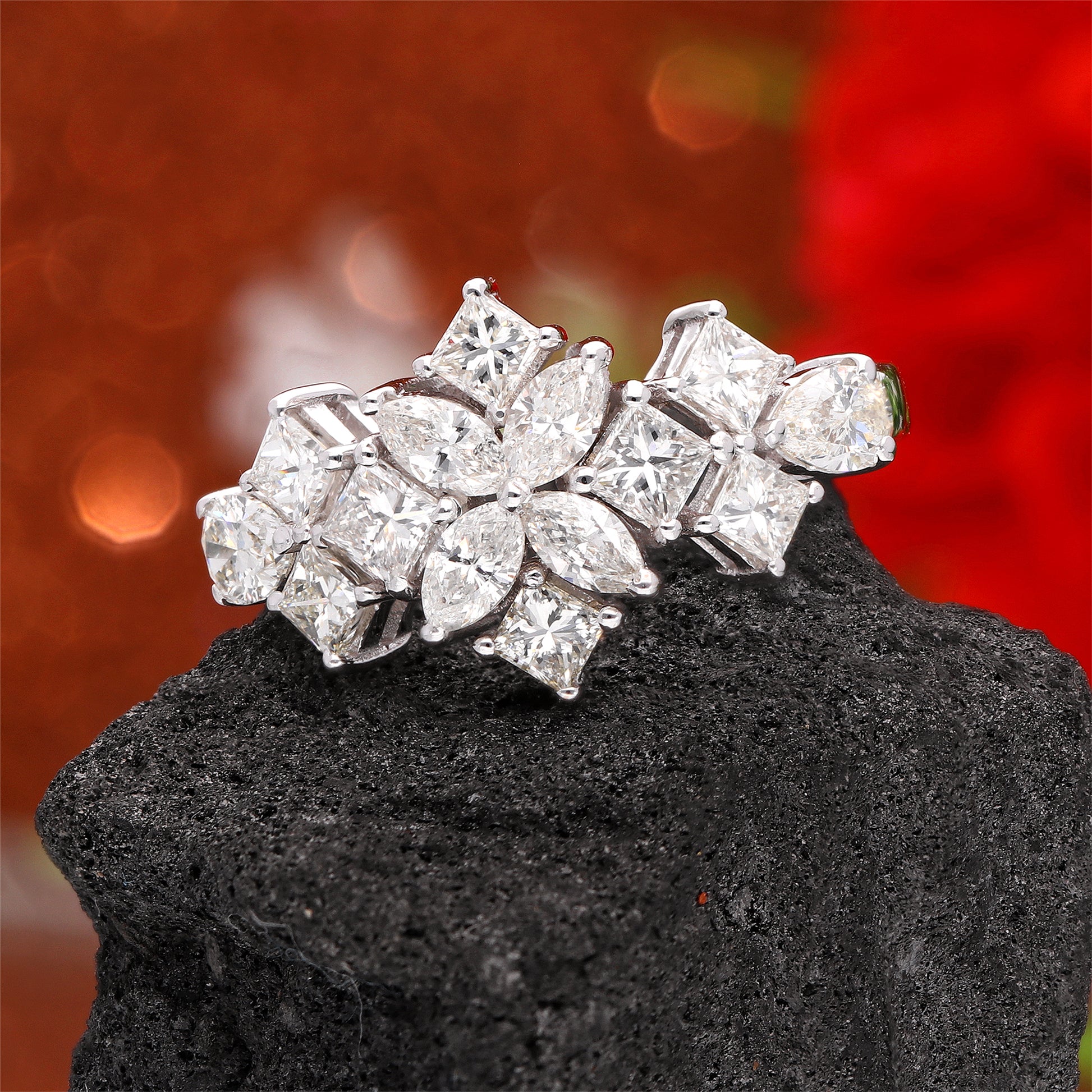 1.80 Ct SI/HI Multi Shape Diamond Cluster Ring Perfect for Everyday