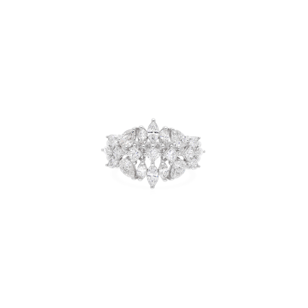 1.97 Ct Natural SI/HI Multi Shape Diamond Cluster Ring Wedding Anniversary Gift